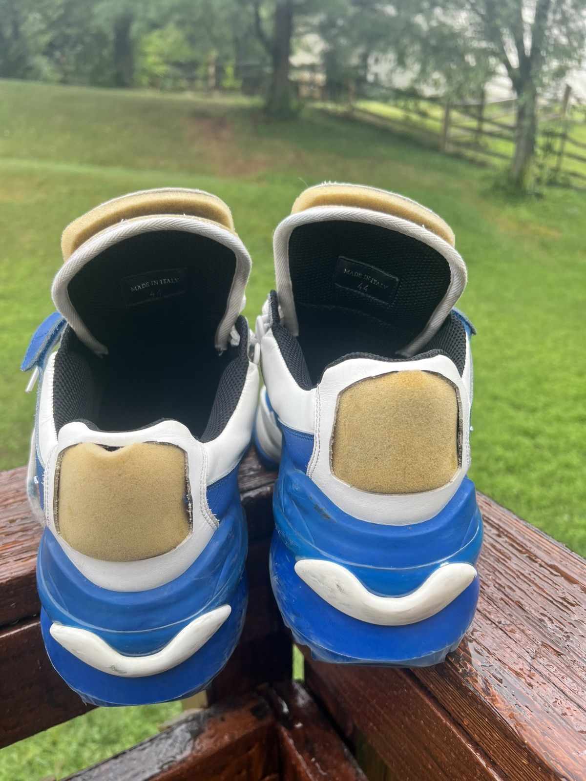 Maison Margiela Maison Margiela Retro Fit High-Top Sneakers Blue/White Size US 11 / EU 44 - 3 Thumbnail
