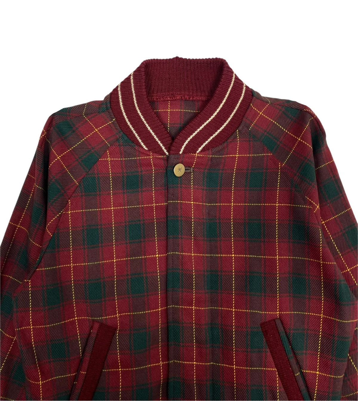 Japanese Brand Rare‼️ Vintage Home Town Plaid Varsity Jacket for Kids Size US XXS / EU 40 - 2 Thumbnail