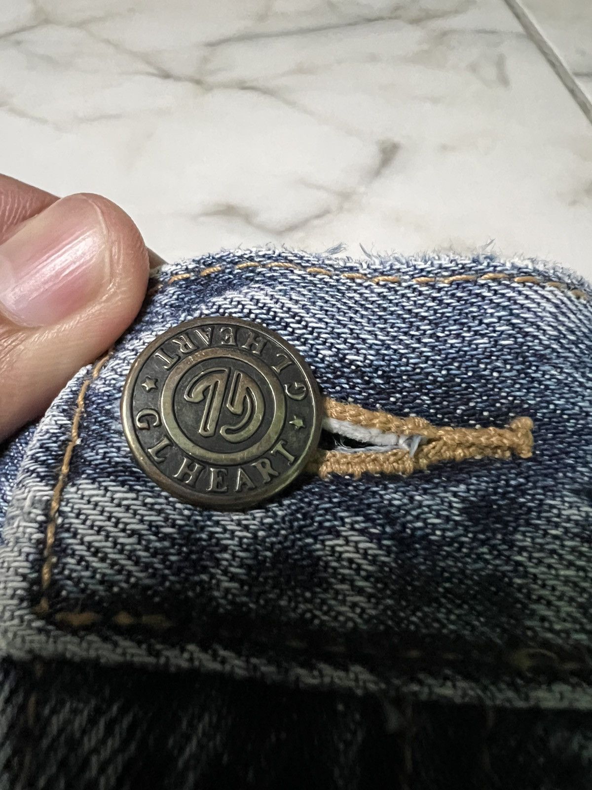 If Six Was Nine × Japanese Brand 💥BAGGY💥VINTAGE 90’s GL HEART DISTRESSED JEAN Size US 31 - 12 Thumbnail