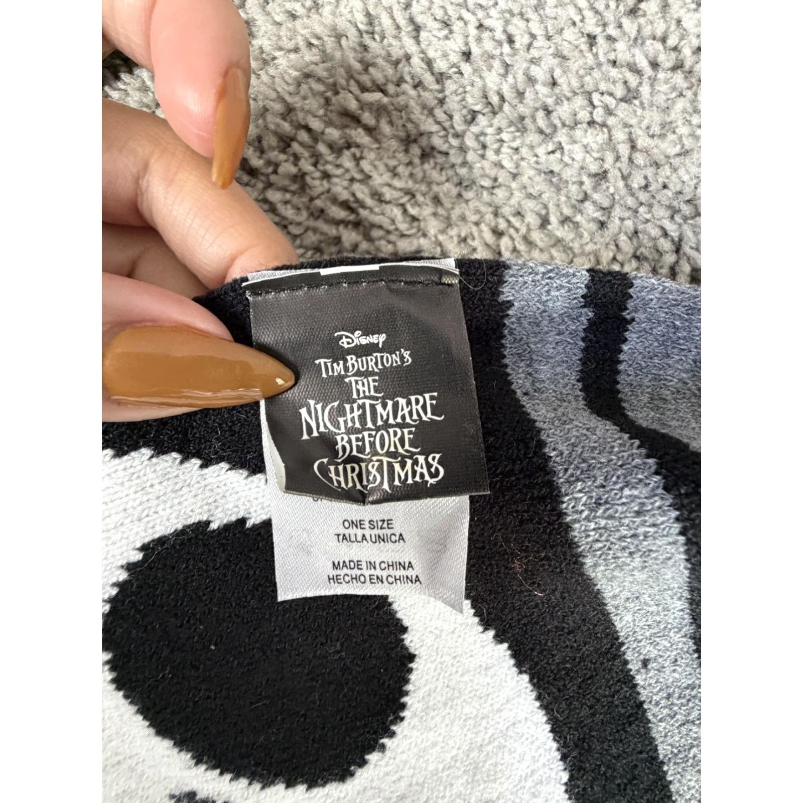 Disney Disney Scarf Womens One Size Gray Striped Jack Skellington Fringe Knit Winter Size ONE SIZE - 2 Thumbnail