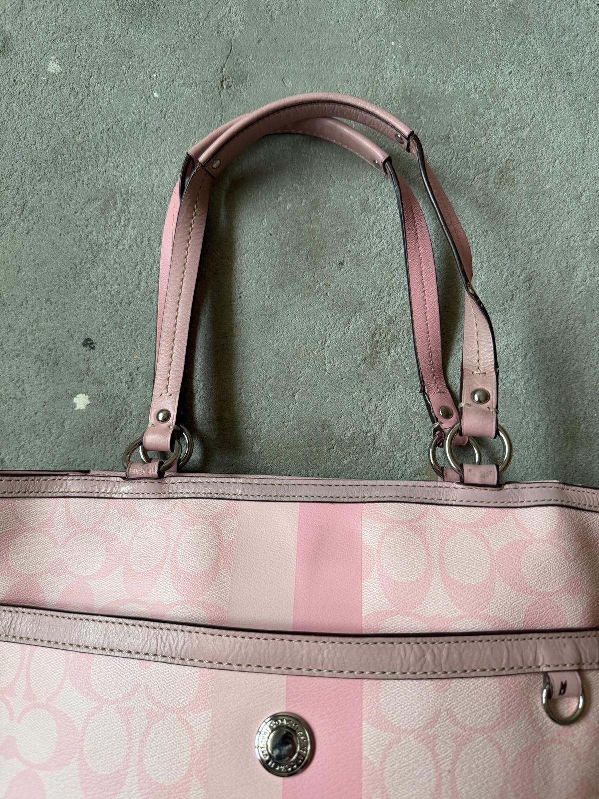 Coach Coach Signature Heritage Stripe Tote Bag Pink Size ONE SIZE - 3 Thumbnail