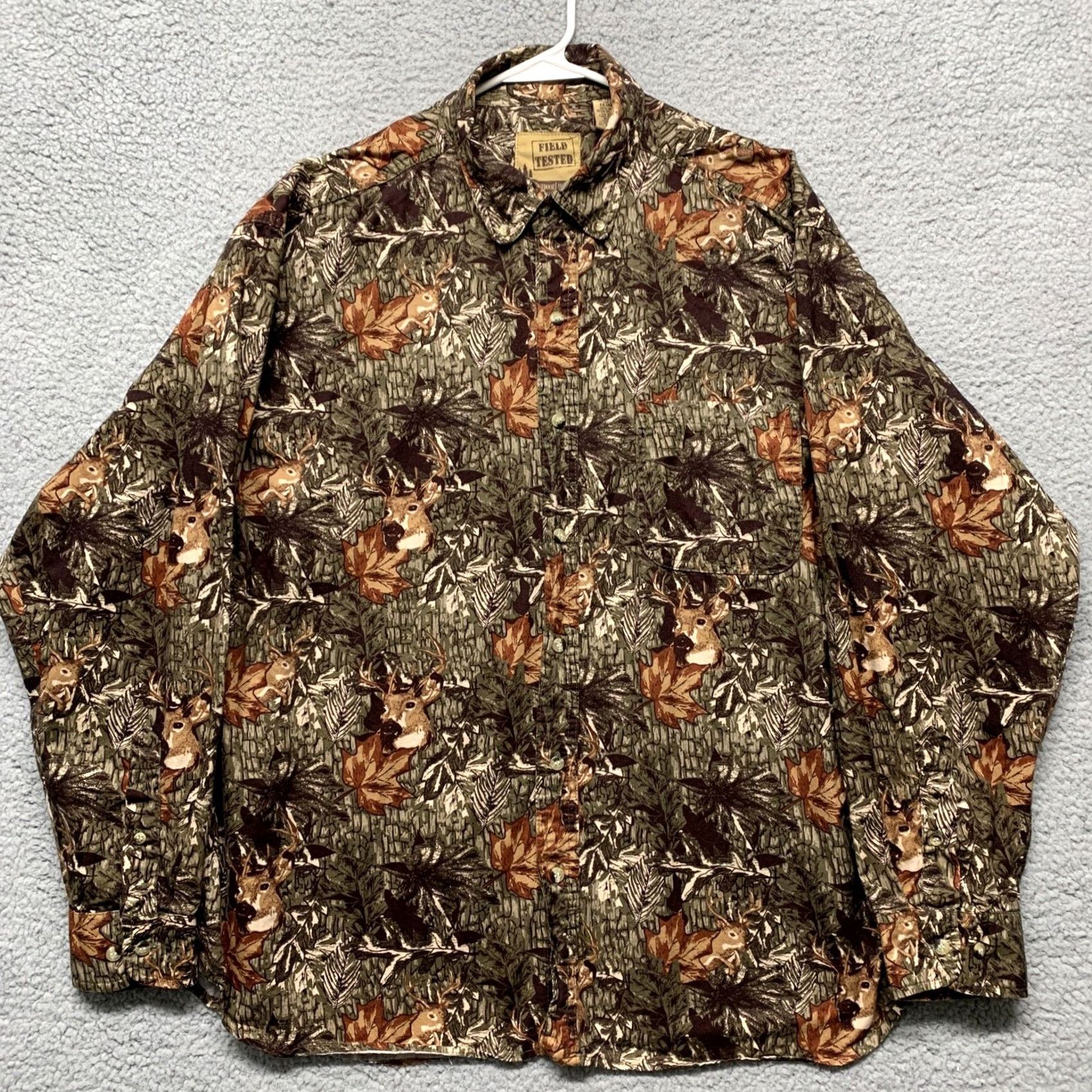 Vintage Field Tested Outdoor Life Men’s Shirt XL Button Brown Green Deer Leaves Camo Size US XL / EU 56 / 4 - 2 Thumbnail