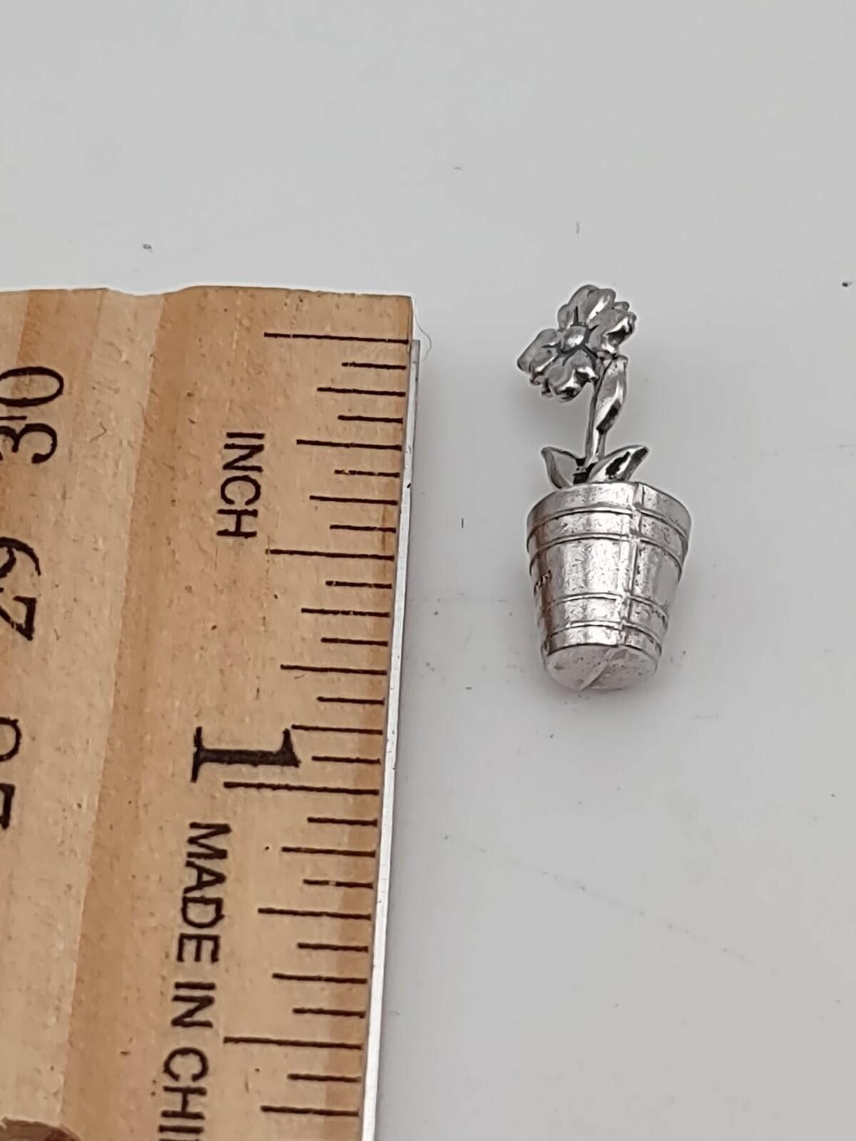 The Unbranded Brand Sterling Silver Potted Flower Charm 925 Side Mount Size ONE SIZE - 3 Thumbnail