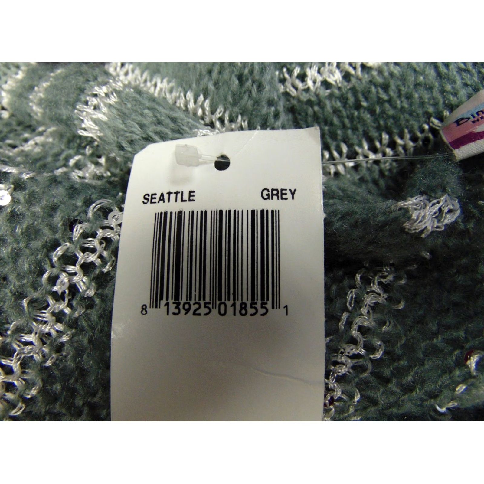 Vintage Bindya New York Scarf Infinity Knit Gray Sequin Striped 38" 9" Women Winter Fall Handmade No Size ONE SIZE - 4 Thumbnail