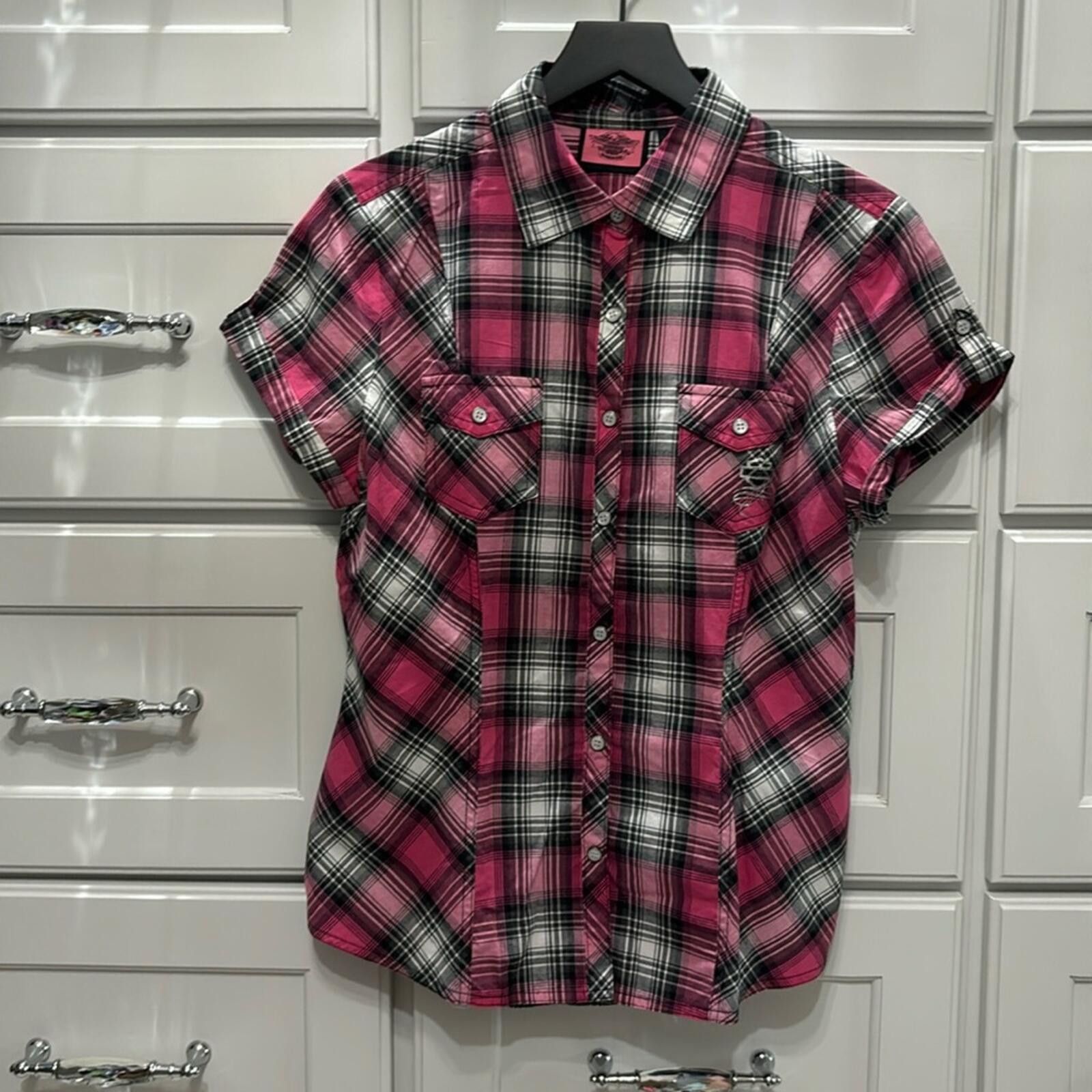 Harley Davidson Harley-Davidson Plaid shirt-sleeve Button-Down Shirt Size M / US 6-8 / IT 42-44 - 1 Thumbnail