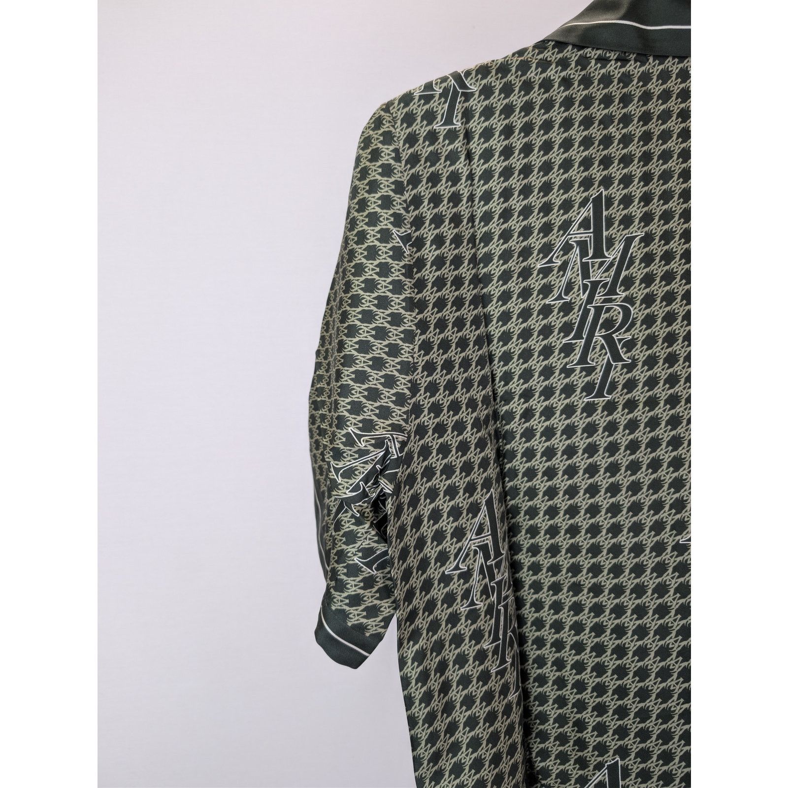 Amiri o1rshd1 Amiri Houndstooth Bowling Shirt in Rain Forest Size US M / EU 48-50 / 2 - 14 Thumbnail