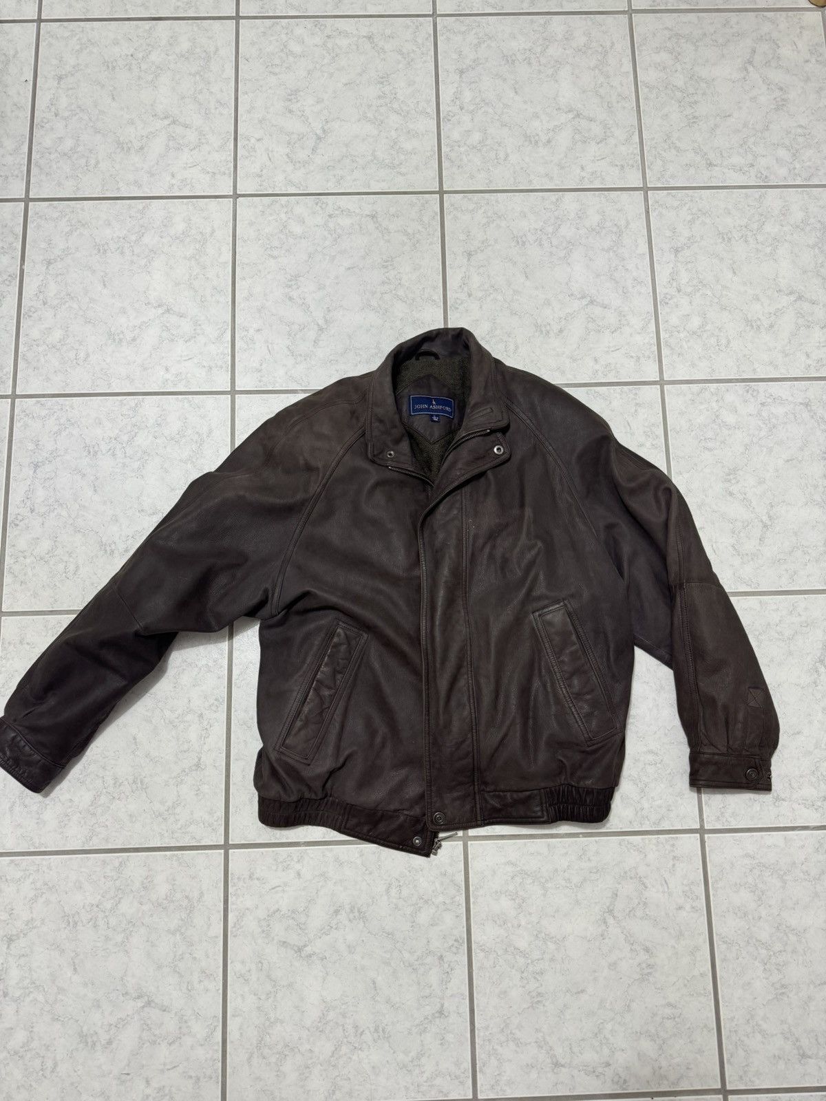 Vintage John Ashford brown leather jacket Size US L / EU 52-54 / 3 - 4 Thumbnail