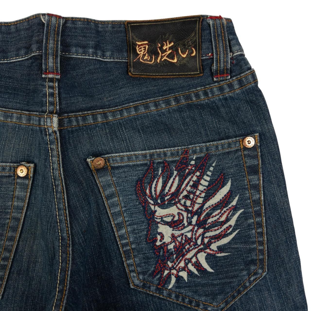 Other Vintage Oniarai Devil Embroidered Japanese Denim Jeans W29 Size US 29 - 6 Thumbnail
