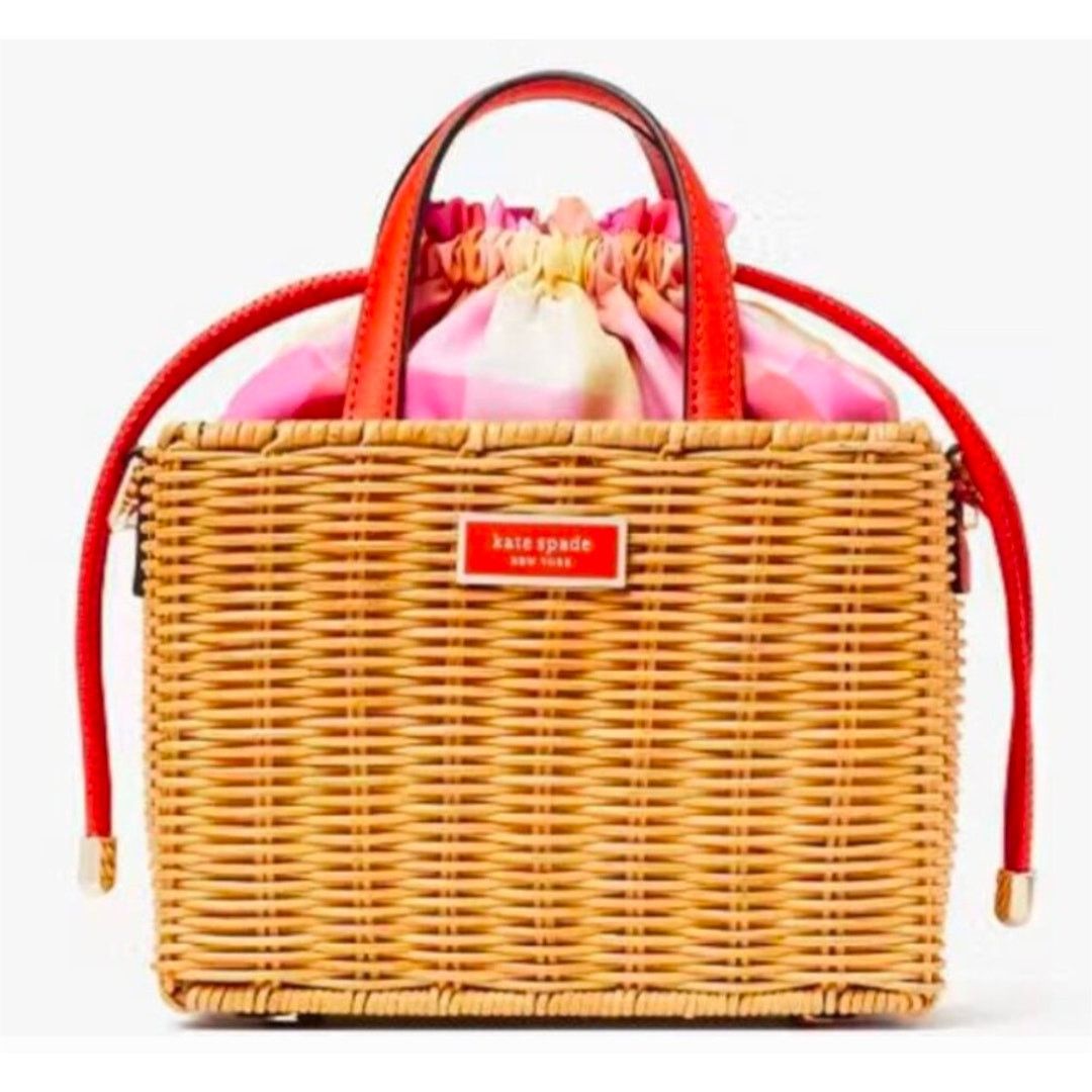 Kate Spade Sam Wicker Madras Mini Satchel Bag in Beige, Women's