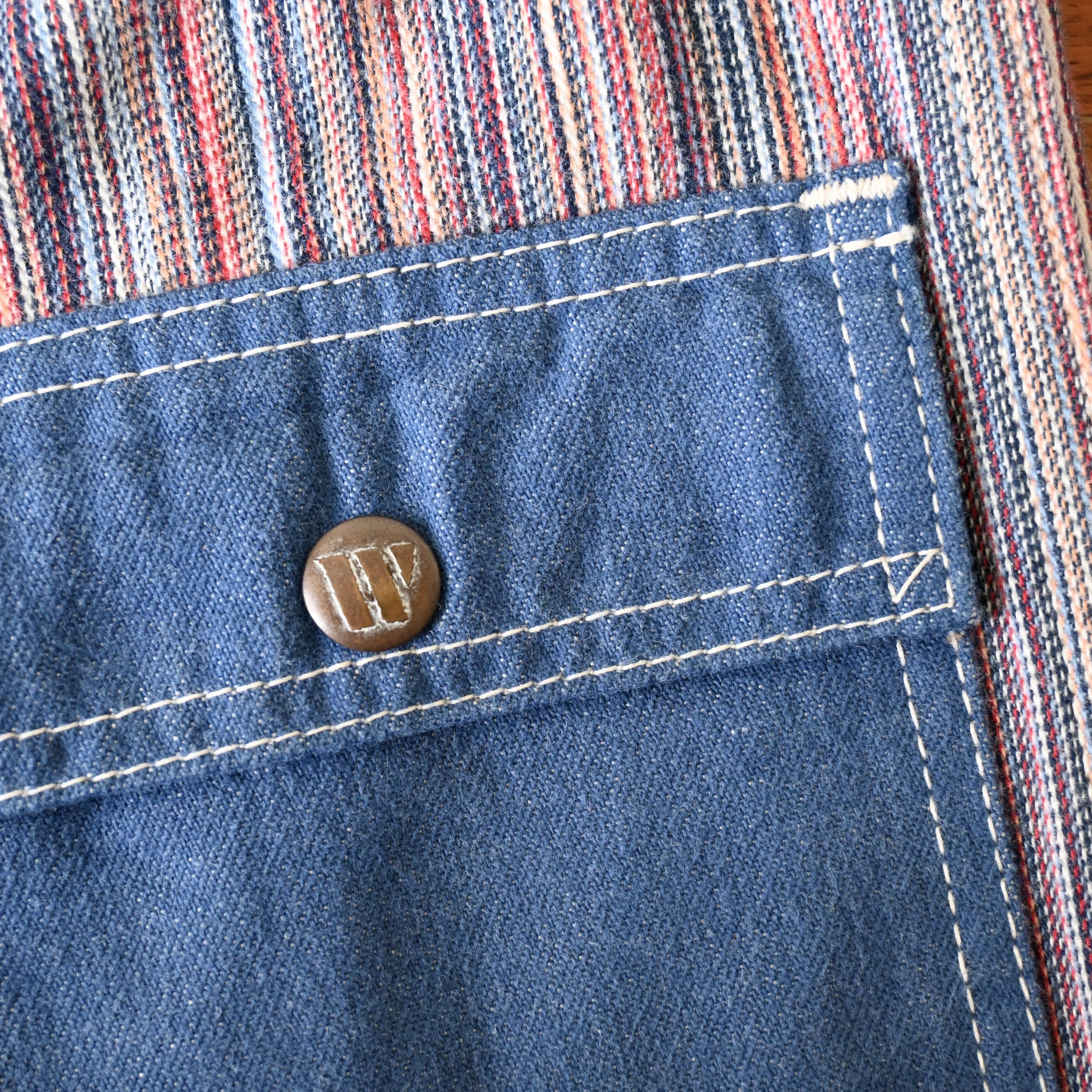Warehouse & Co. DUBBLE WORKS 1970s Lee inspired striped cotton bush jeans Size US 31 - 8 Thumbnail