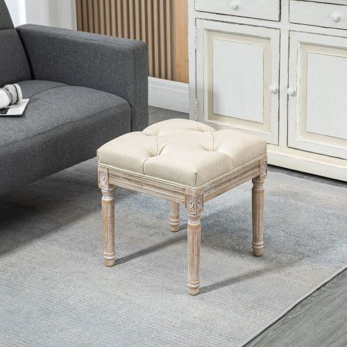 Designer × Homemade HOMCOM 16" Vintage Ottoman, Tufted Foot Stool with Upholster Size US L / EU 52-54 / 3 - 6 Thumbnail