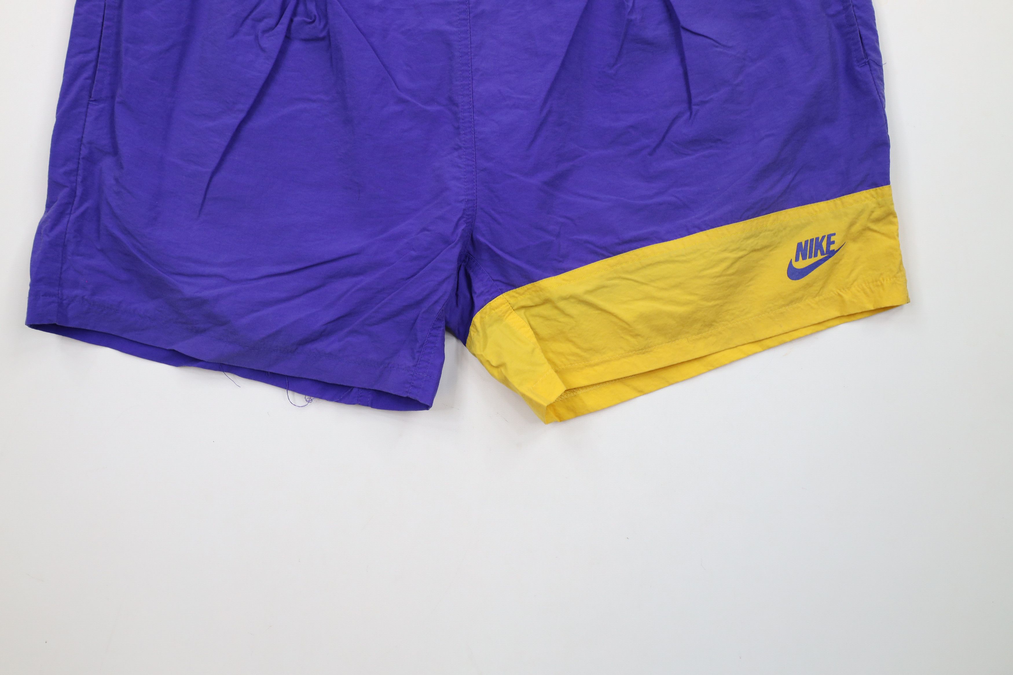 Nike × Vintage Vintage 90s Nike Block Above Knee Shorts LA Lakers AS IS Size US 34 / EU 50 - 4 Thumbnail