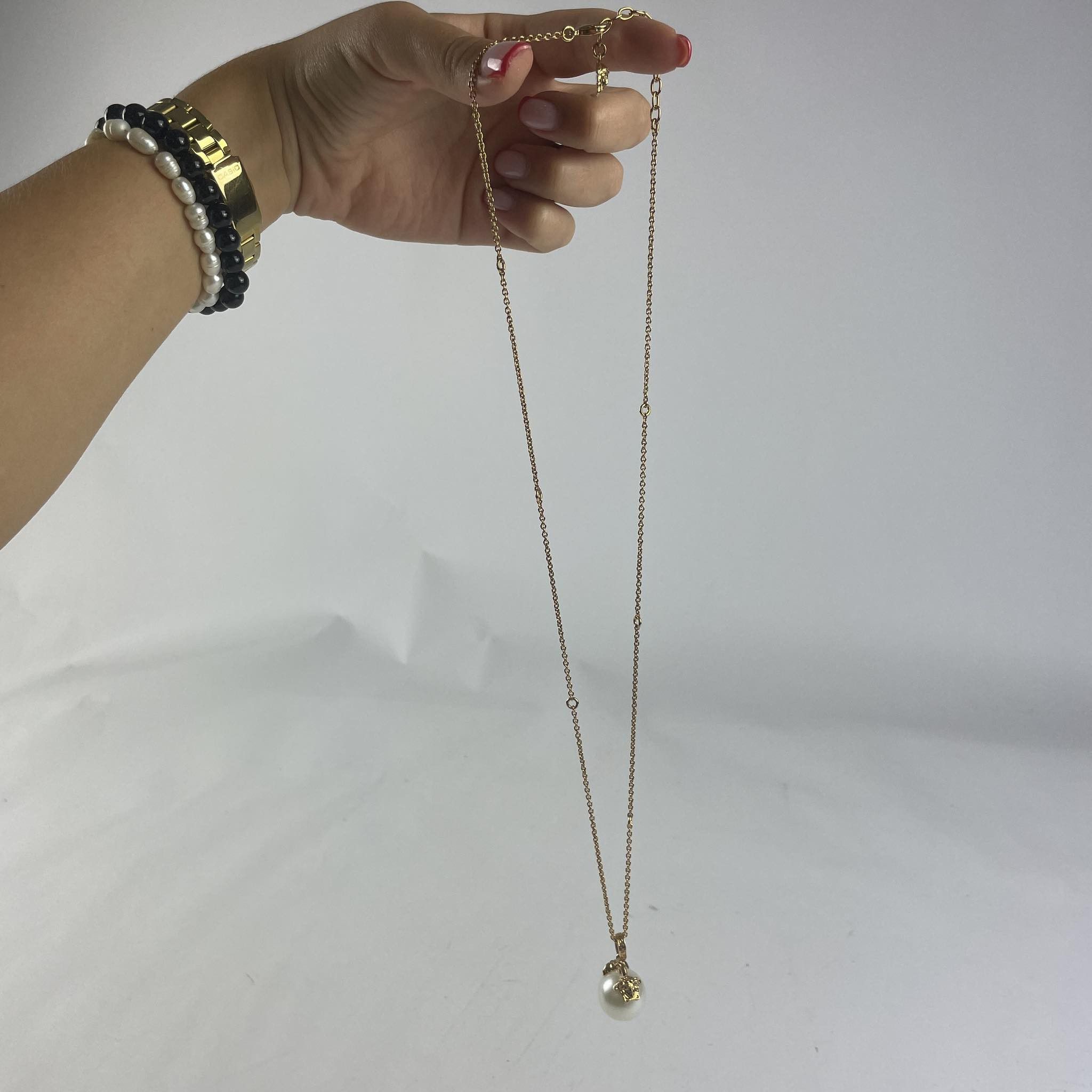 Versace NEW Versace Gold Plated White Pearl Medusa Necklace Size ONE SIZE - 2 Thumbnail