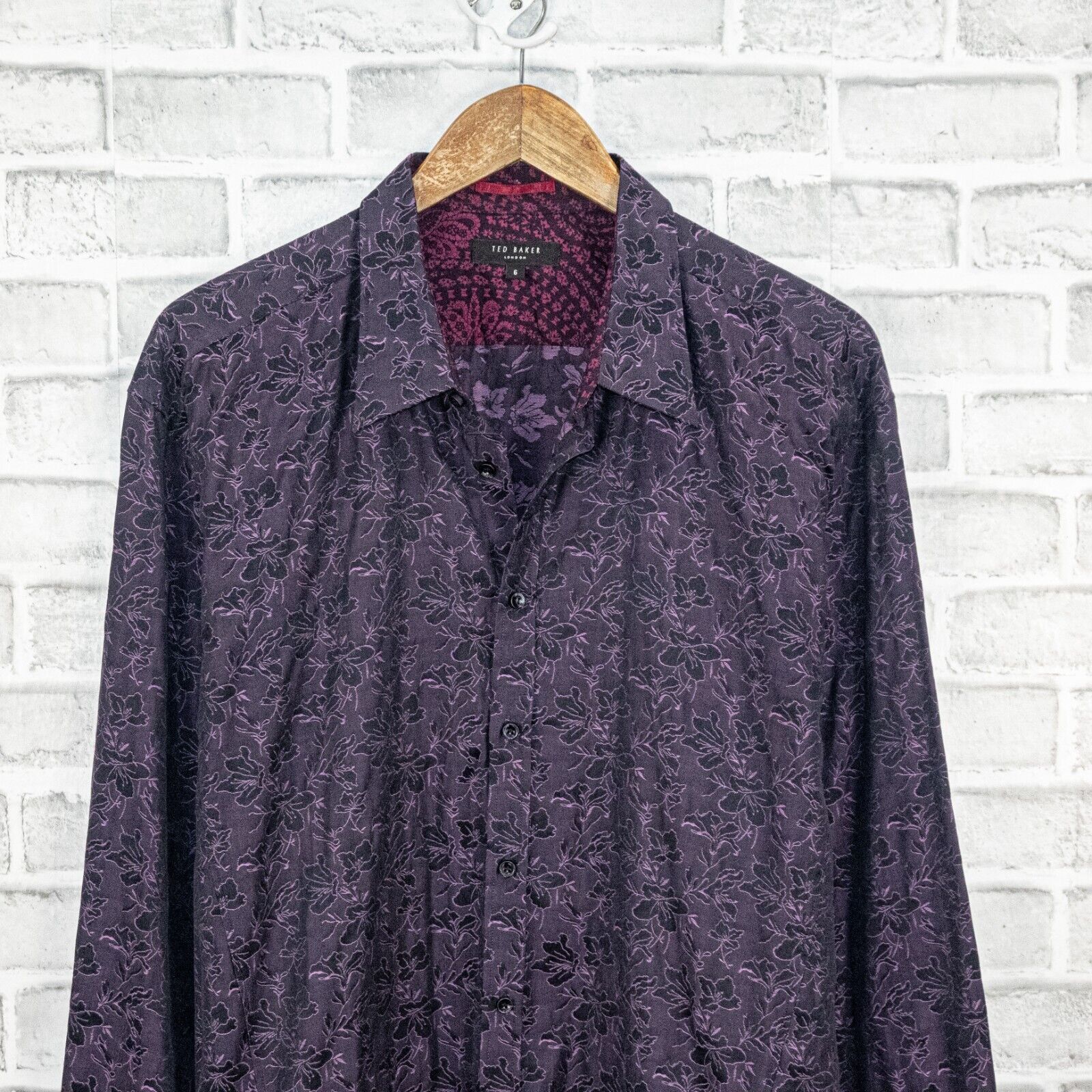 Ted Baker TED BAKER London Purple Jacquard Floral Button up Shirt Size US L / EU 52-54 / 3 - 4 Thumbnail