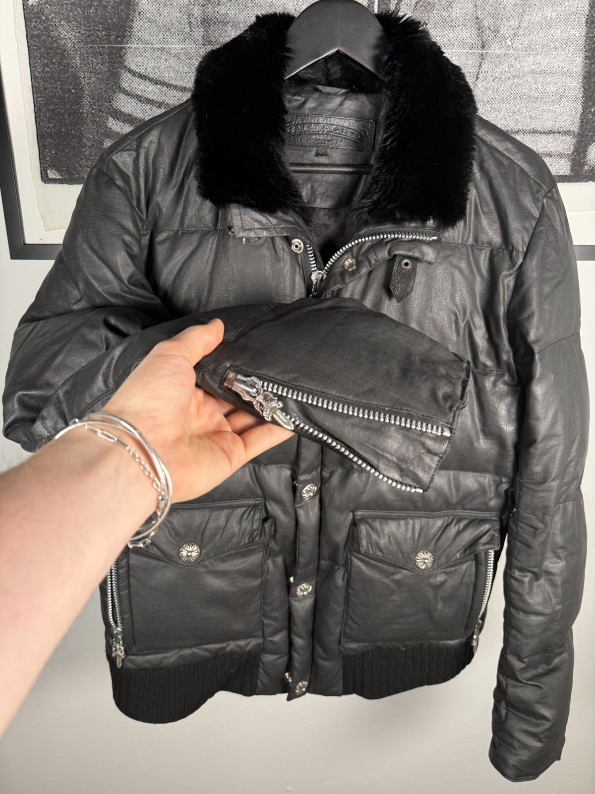 Chrome Hearts 🚭GRAIL🚭 EARLY 2000's MINK COLLAR WAXED COTTON UTILITY JACKET Size US L / EU 52-54 / 3 - 13 Thumbnail