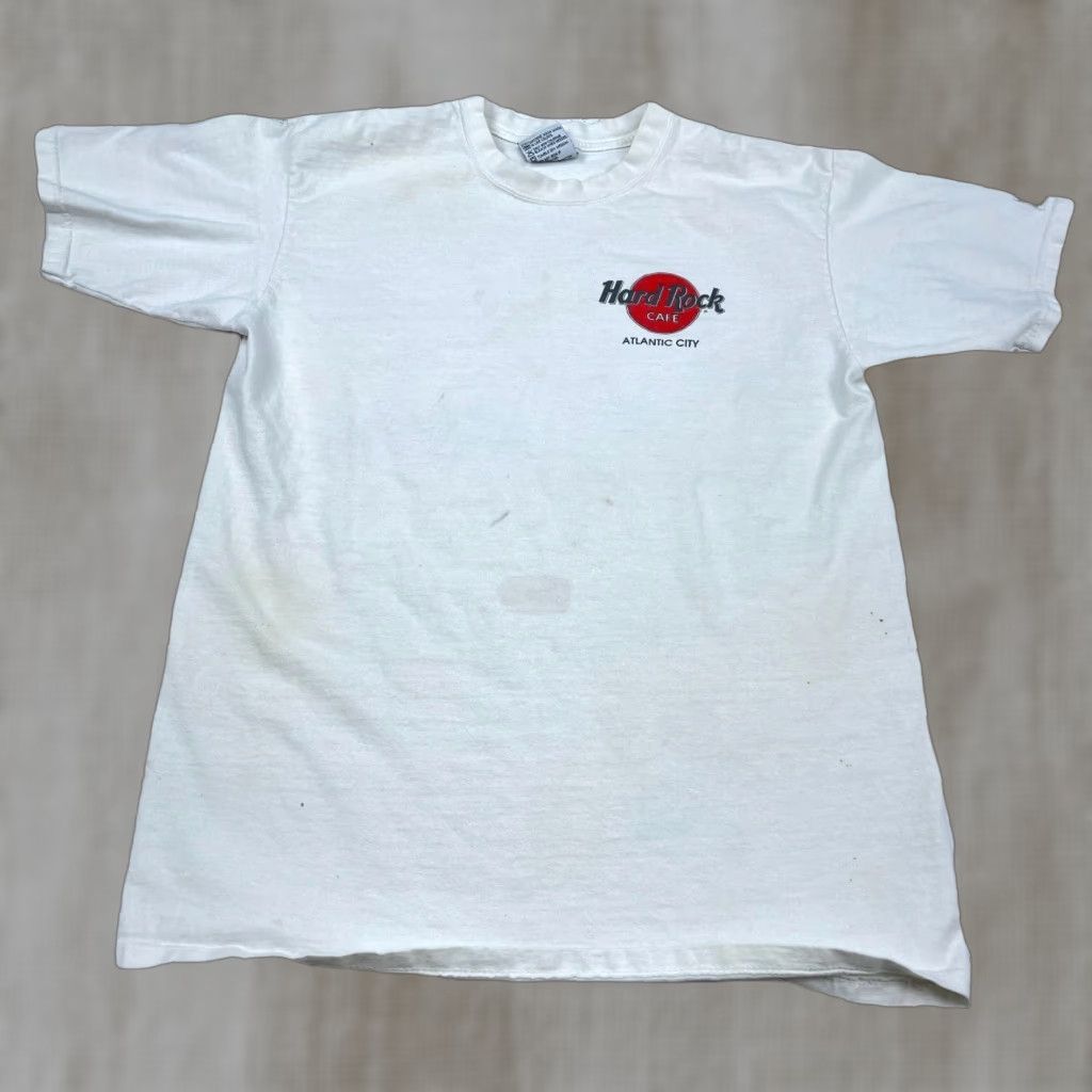 Hard Rock Cafe VINTAGE Hard Rock Cafe Shirt Men Medium White Heavy Tee 90s Retro Logo Graphic Print Cotton Polyester Jersey Short Sleeve Crew Neck T-Shirt Mens Size US L / EU 52-54 / 3 - 1 Thumbnail