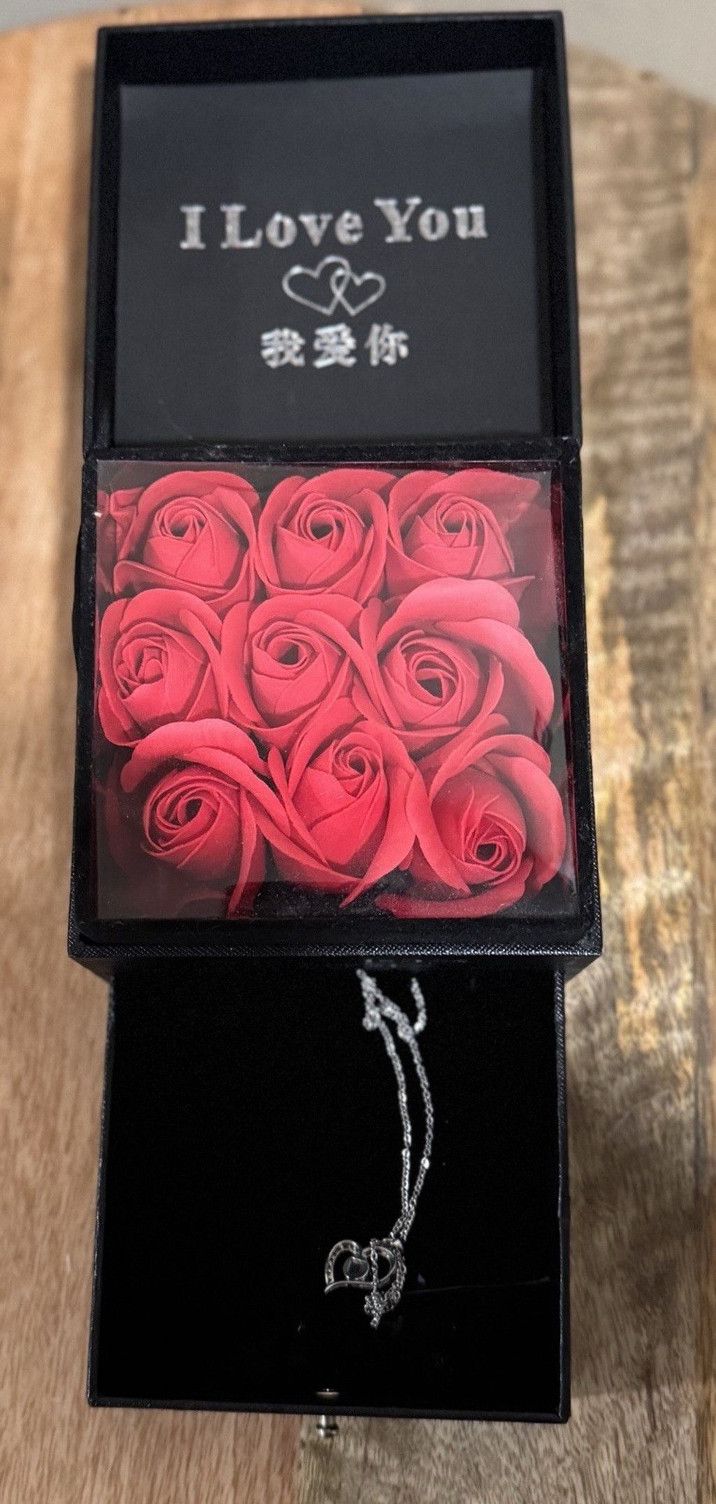 The Unbranded Brand Gift Box Roses with Heart Necklace Best Wishes Jewelry Box Size ONE SIZE - 4 Thumbnail