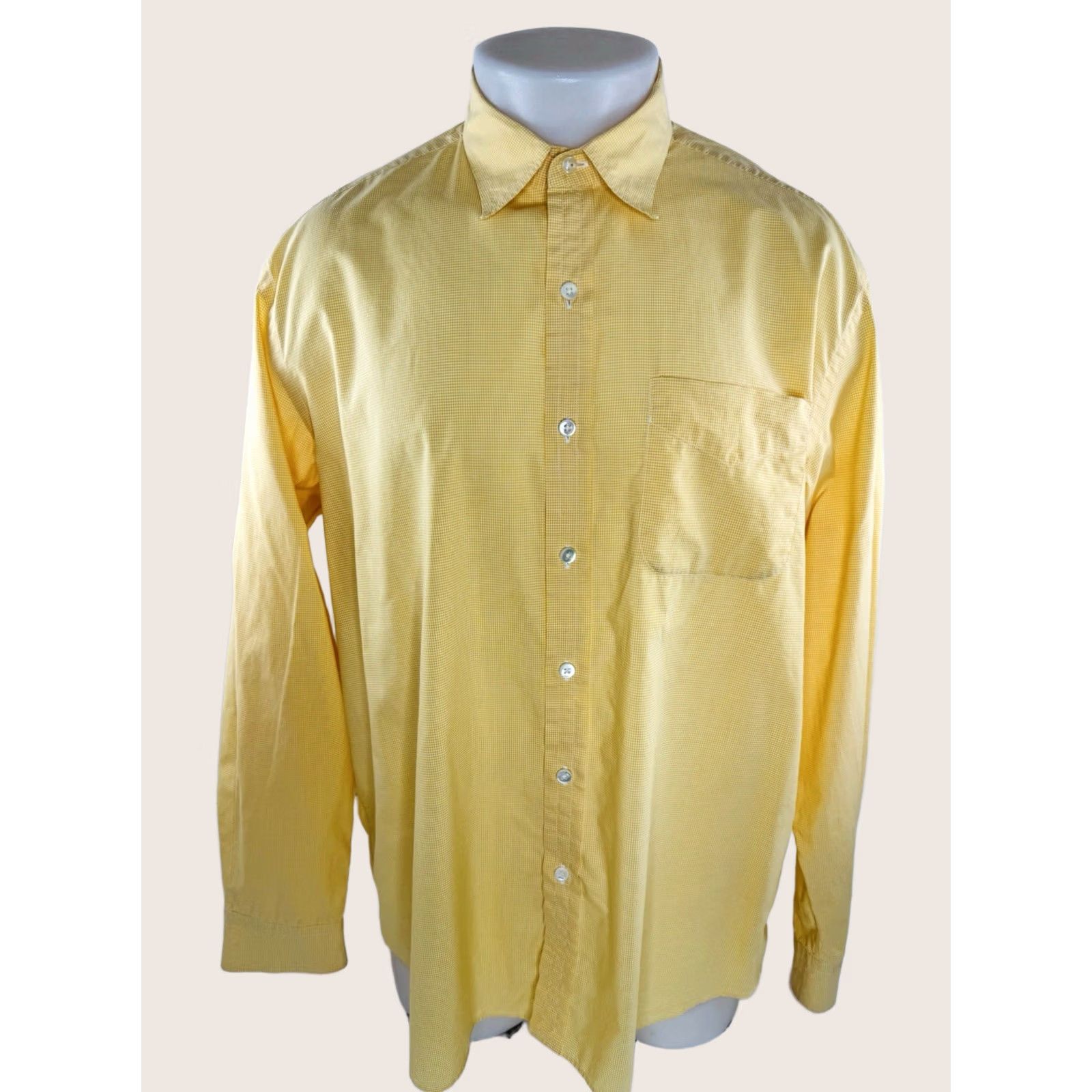 Ralph Lauren RALPH LAUREN ITALY PURPLE LABEL Micro Check Plaid Shirt Mens XL Yellow / White Size US XL / EU 56 / 4 - 1 Thumbnail