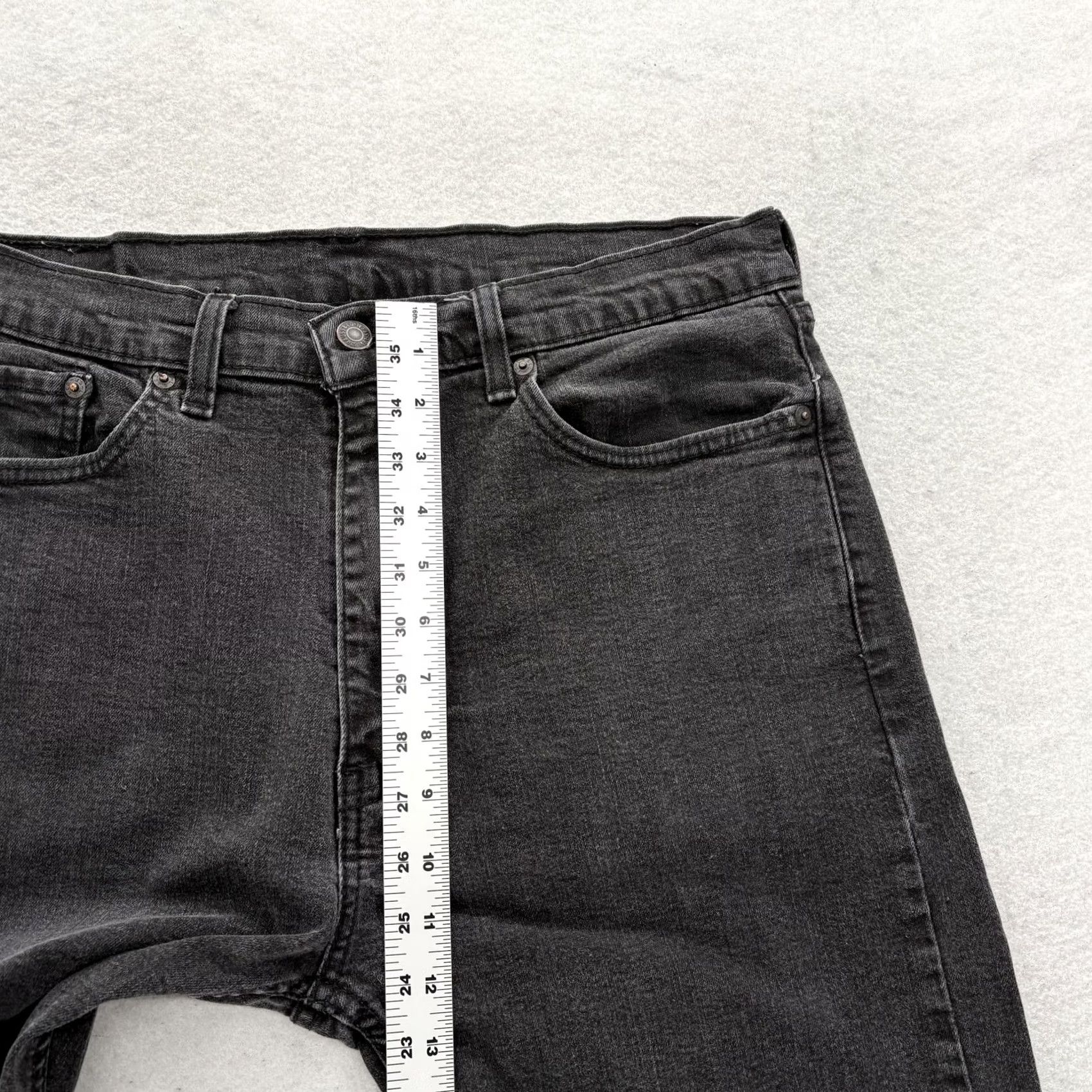 Levi's Levis 505 Jeans Mens 36x32 Gray Dark Wash Regular Straight Stretch Denim Pants Size US 36 / EU 52 - 7 Thumbnail