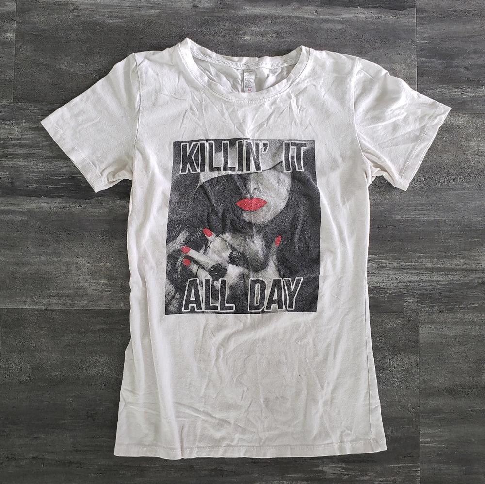 Designer White Black Killin' It All Day Short Sleeve Size M / US 6-8 / IT 42-44 - 1 Thumbnail