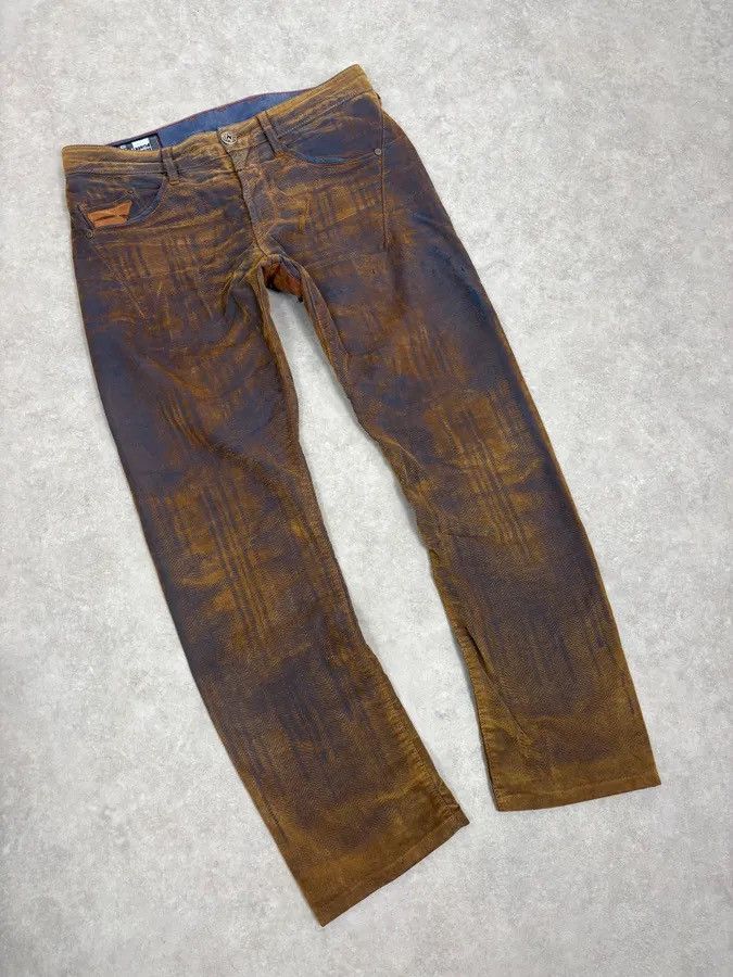Marithe + Francois Girbaud FW2003 Marithé + François Girbaud Brown & Navy Velvet Pants Size US 32 / EU 48 - 4 Thumbnail