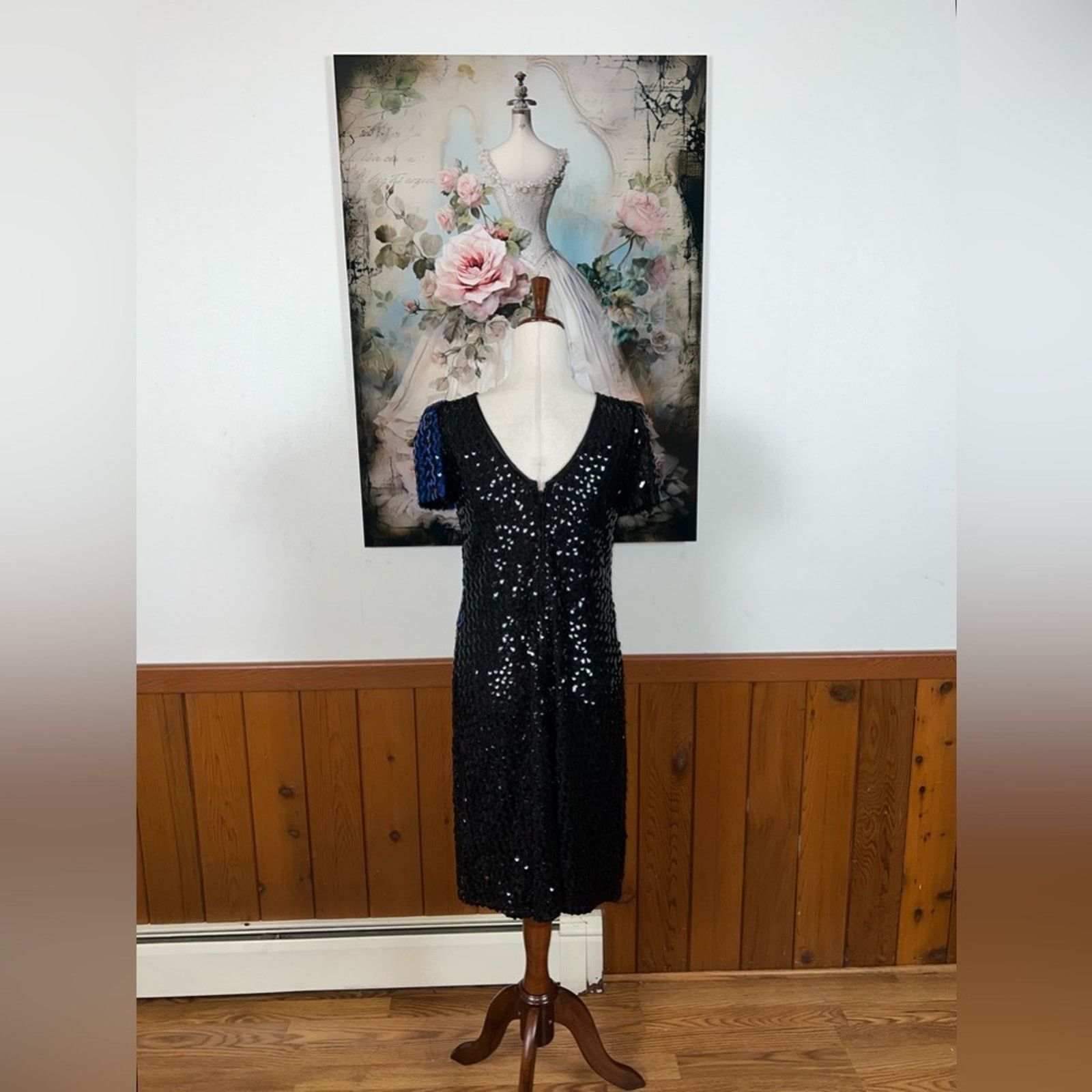 Vintage Fabulous Vintage 1980s Norman Berg Sequin Dress! Size L / US 10 / IT 46 - 5 Thumbnail