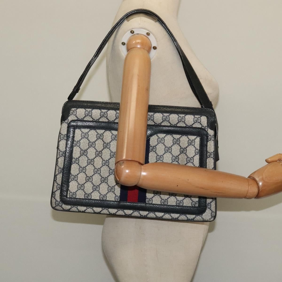 Gucci GUCCI GG Supreme Sherry Line Shoulder Bag Pvc Navy Gold 904 Size ONE SIZE - 23 Thumbnail