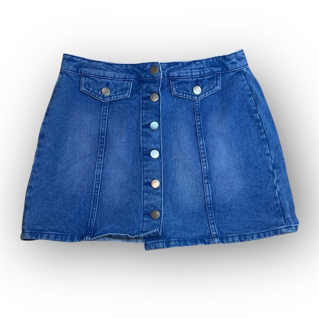 Other Atmosphere, Blue Wash w/ Fading Snap Away Denim Skirt 100% C Size 30" / US 8 / IT 44 - 1 Thumbnail