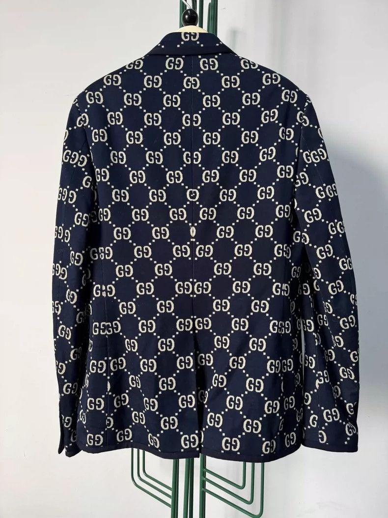 Gucci Gucci Full-print logo jacquad single-breasted long-sleeved Size 46R - 2 Thumbnail