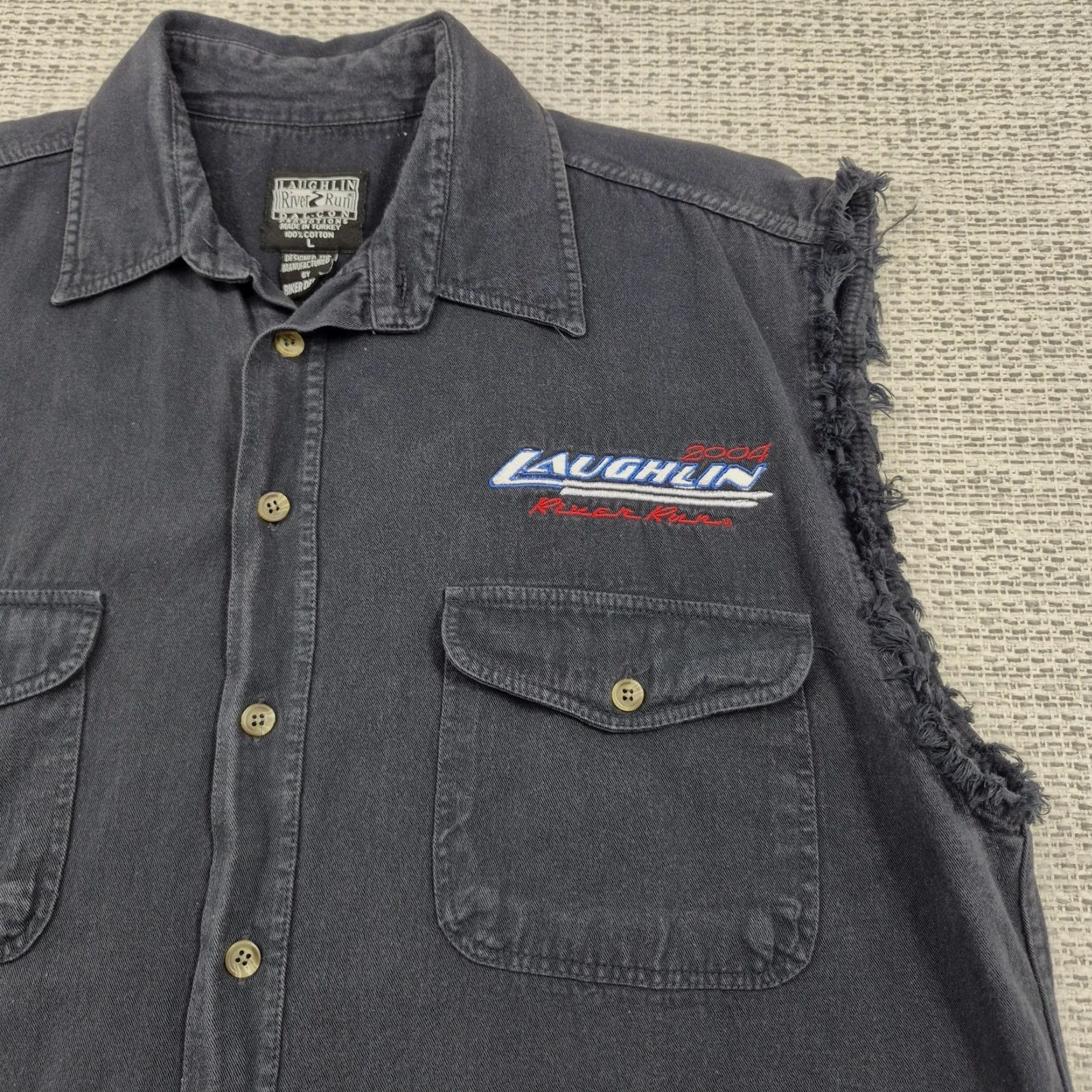 Vintage VINTAGE Laughlin River Run Shirt Mens Large Black Denim Sleeveless Eagle 2004 Size US L / EU 52-54 / 3 - 4 Thumbnail