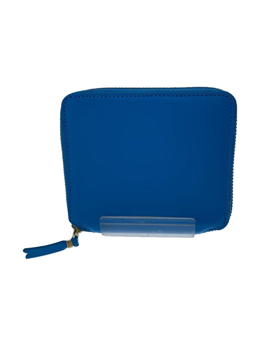 Wallet Round zip bi-fold leather plain Blue