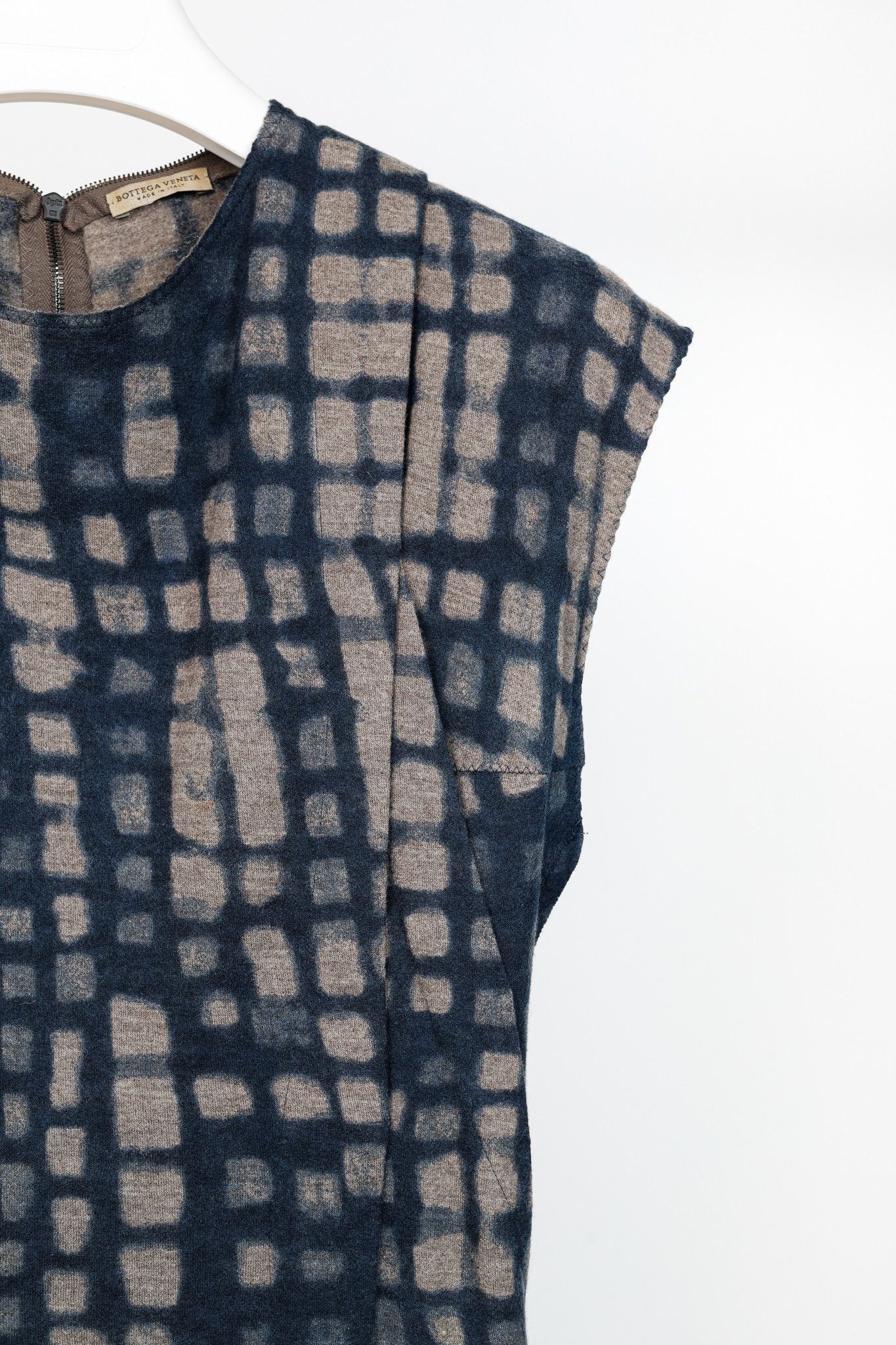 Bottega Veneta Bottega Veneta Blue & Grey Printed Wool Dress Size M / US 6-8 / IT 42-44 - 5 Thumbnail