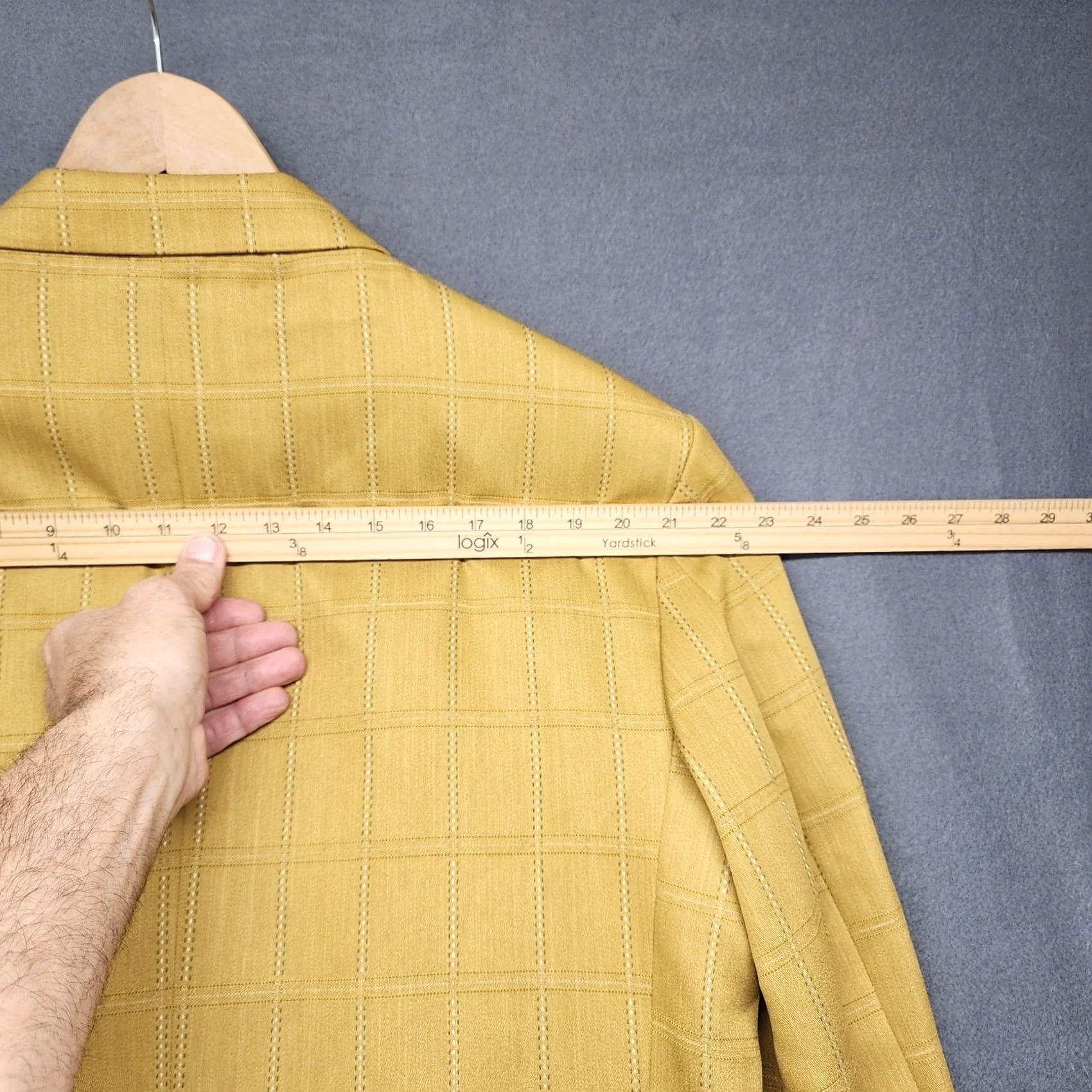 Doublet Gianni Vironi Mens Yellow Suit 2 Piece Windowpane Double Breasted Pleated Cuffed 42L 33W Men Size 42R - 7 Thumbnail
