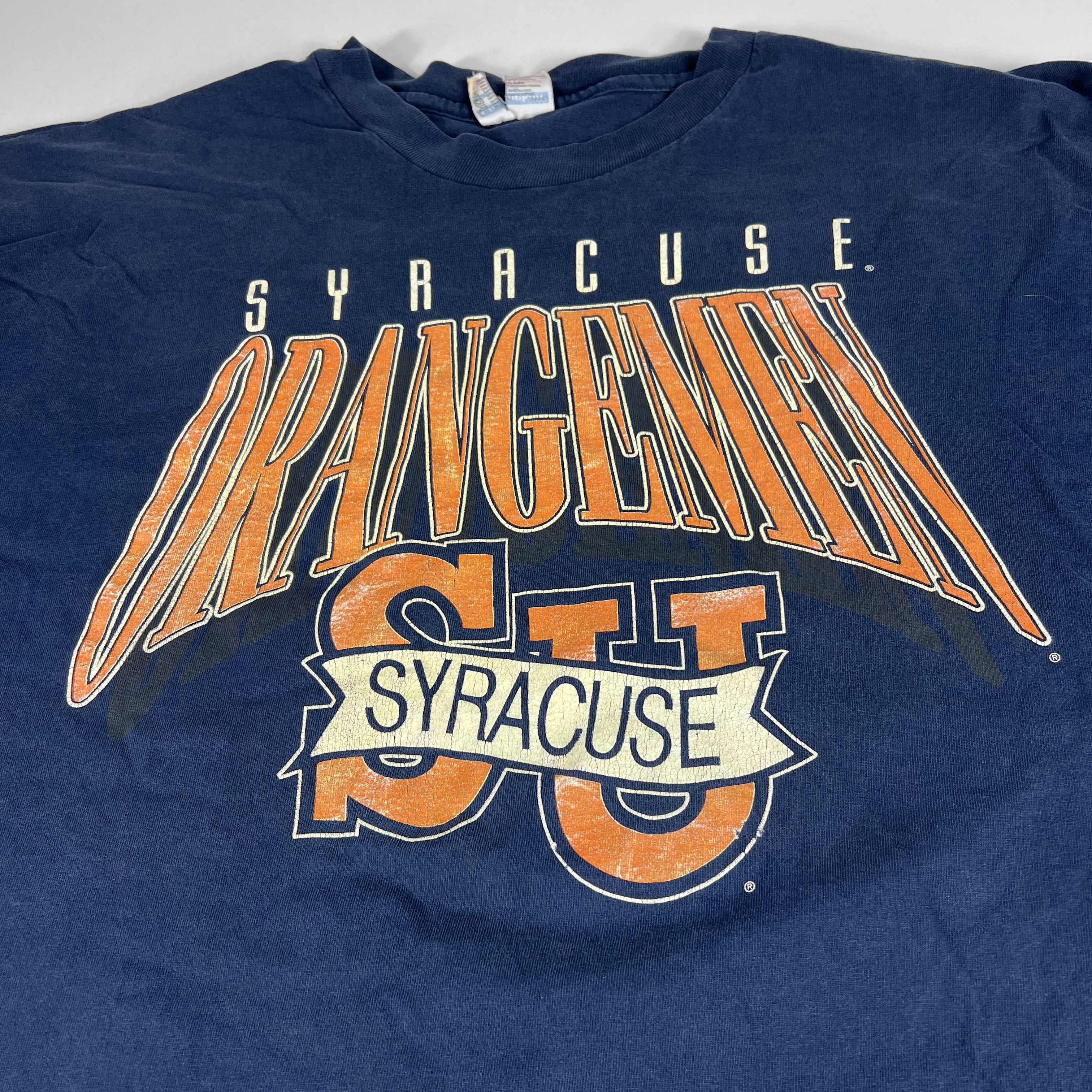 Hanes × NCAA × Vintage VTG 90s Syracuse Orangemen Shirt Faded Single Stitch Tee Size US XXL / EU 58 / 5 - 4 Thumbnail