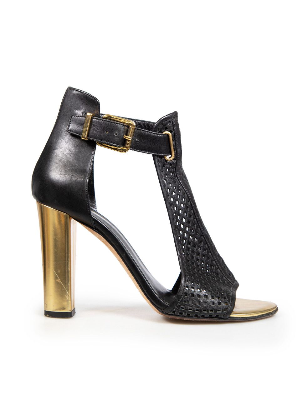Balmain Black Leather Perforated Sandals Size US 10 / IT 40 - 1 Thumbnail