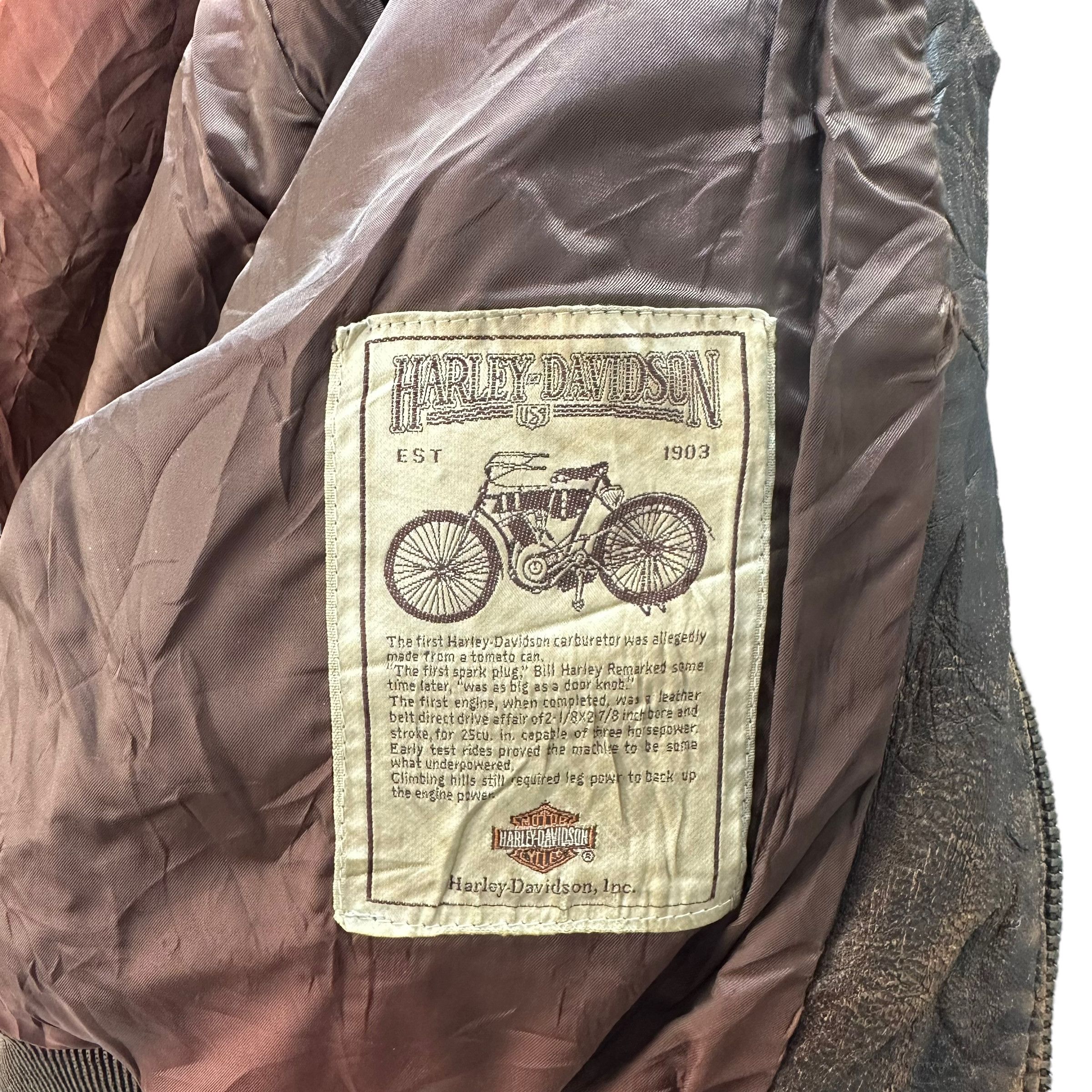 Harley Davidson TRASHED🔥 HARLEY DAVIDSON DISTRESSED LEATHER JACKET #8288 Size US M / EU 48-50 / 2 - 11 Thumbnail