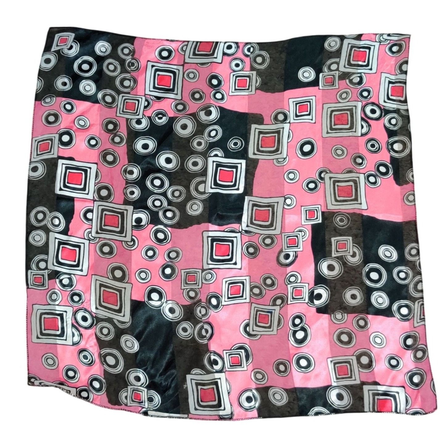 Other Womens Scarf Pink Black Geometric Print Lightweight Sheer Sq Size ONE SIZE - 1 Thumbnail