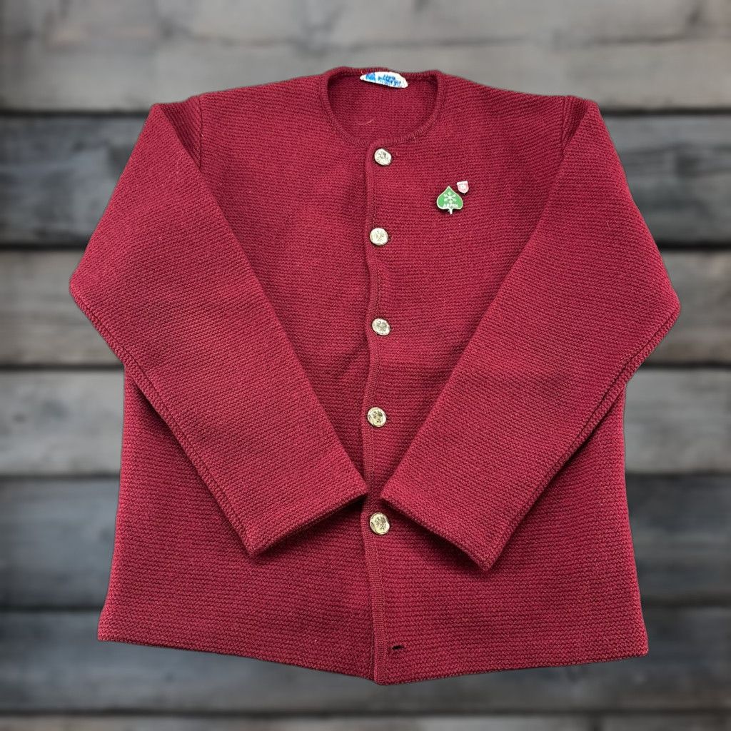 Obermeyer VINTAGE Obermeyer Sweater Cardigan Mens XL Red Solid Cotton 60s Knit Mock Neck Button Up Pocket Embroidered Logo Long Sleeve Winter Retro Size US XL / EU 56 / 4 - 1 Thumbnail