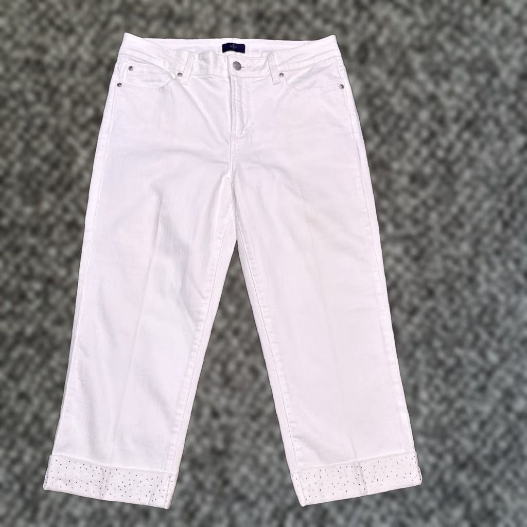NYDJ VINTAGE: NYDJ Jeans City Cropped White 8 Regular Mid Rise Stretch 5-Pocket Denim Womens Size 30" / US 8 / IT 44 - 1 Thumbnail