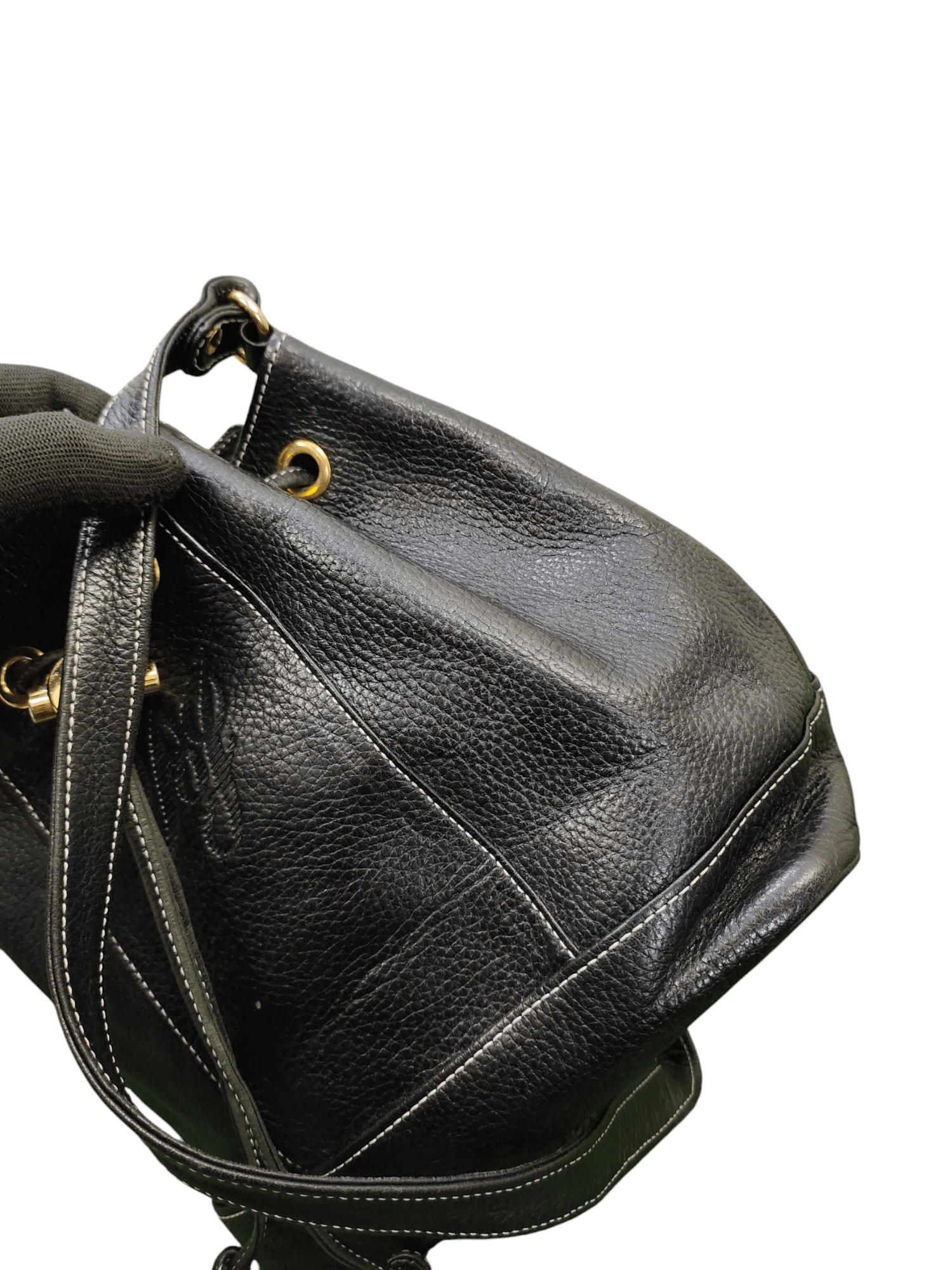 Leather Vintage Jacovitti Italy Patina Full Leather Bucket Bag Size ONE SIZE - 9 Thumbnail