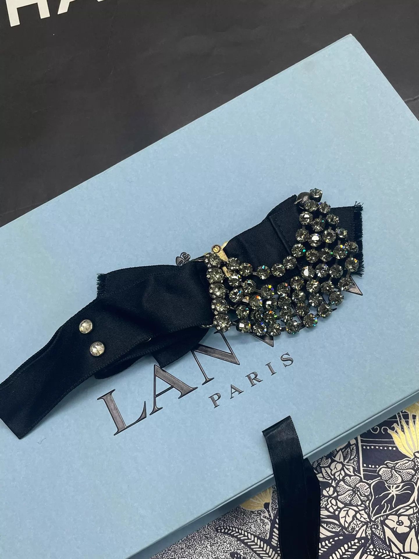 Lanvin Lanvin Black Bow Crystal Inlay Adjustable Necklace Size ONE SIZE - 3 Thumbnail