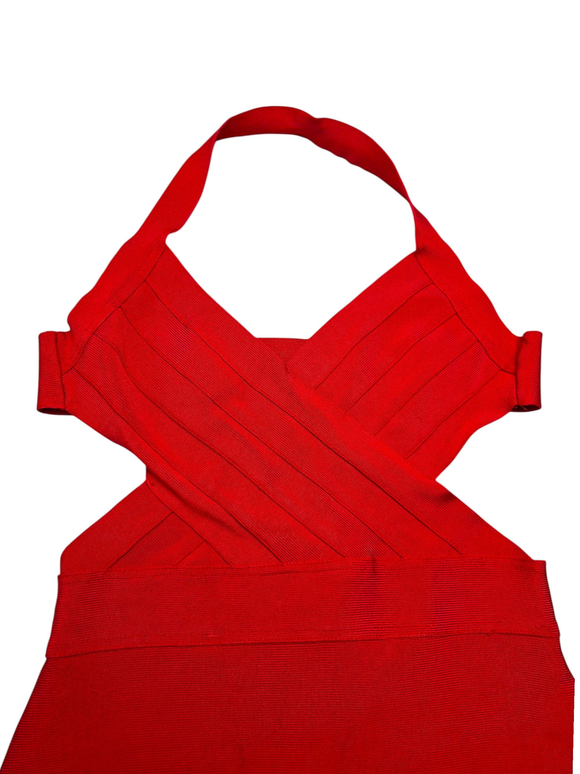 House of CB House of CB Red Bandage Halter Dress Verbena Cross Front Size L / US 10 / IT 46 - 2 Thumbnail