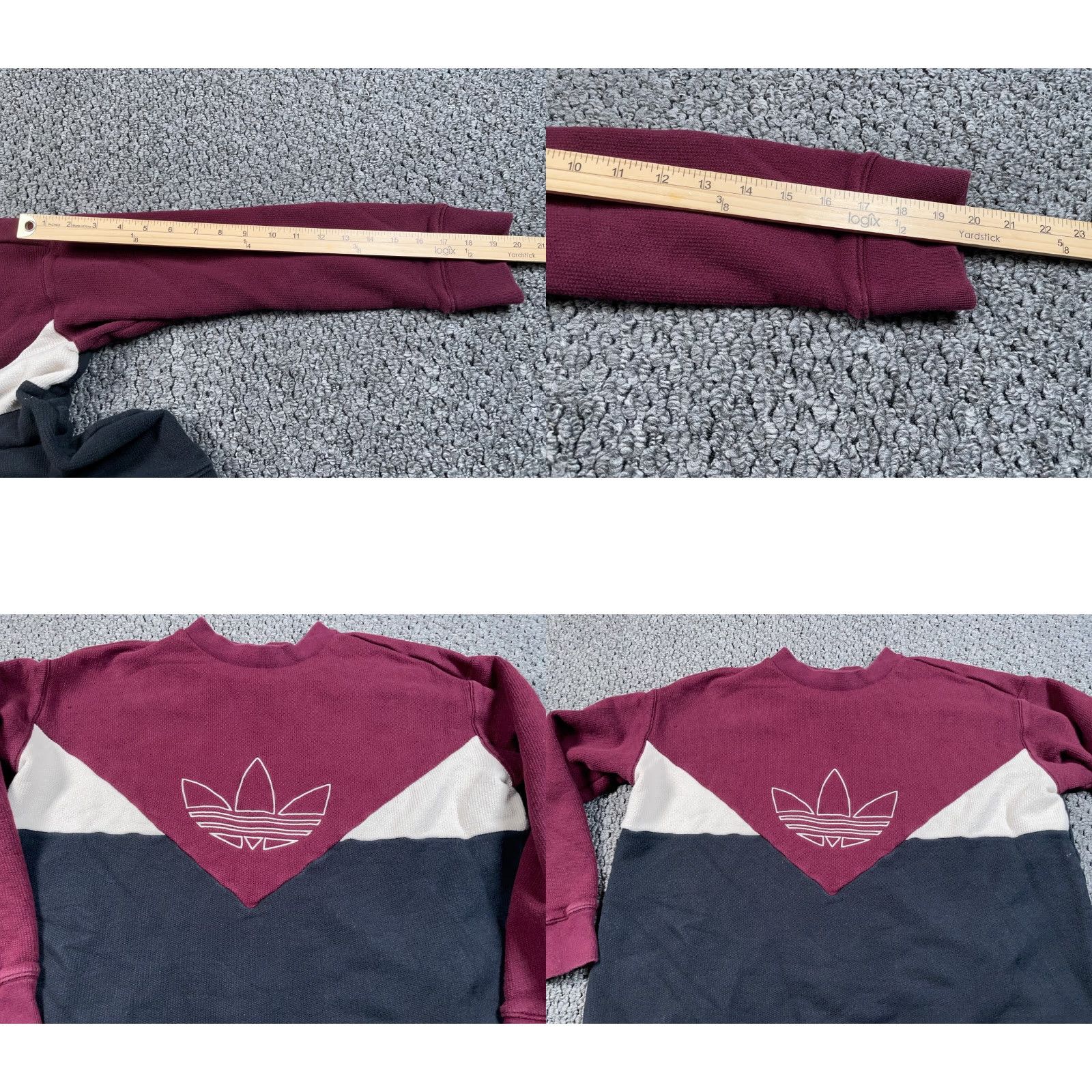 Adidas adidas Trefoil Logo Sweatshirt Waffle Knit Women's Large Red Black Embroidered Size L / US 10 / IT 46 - 8 Thumbnail