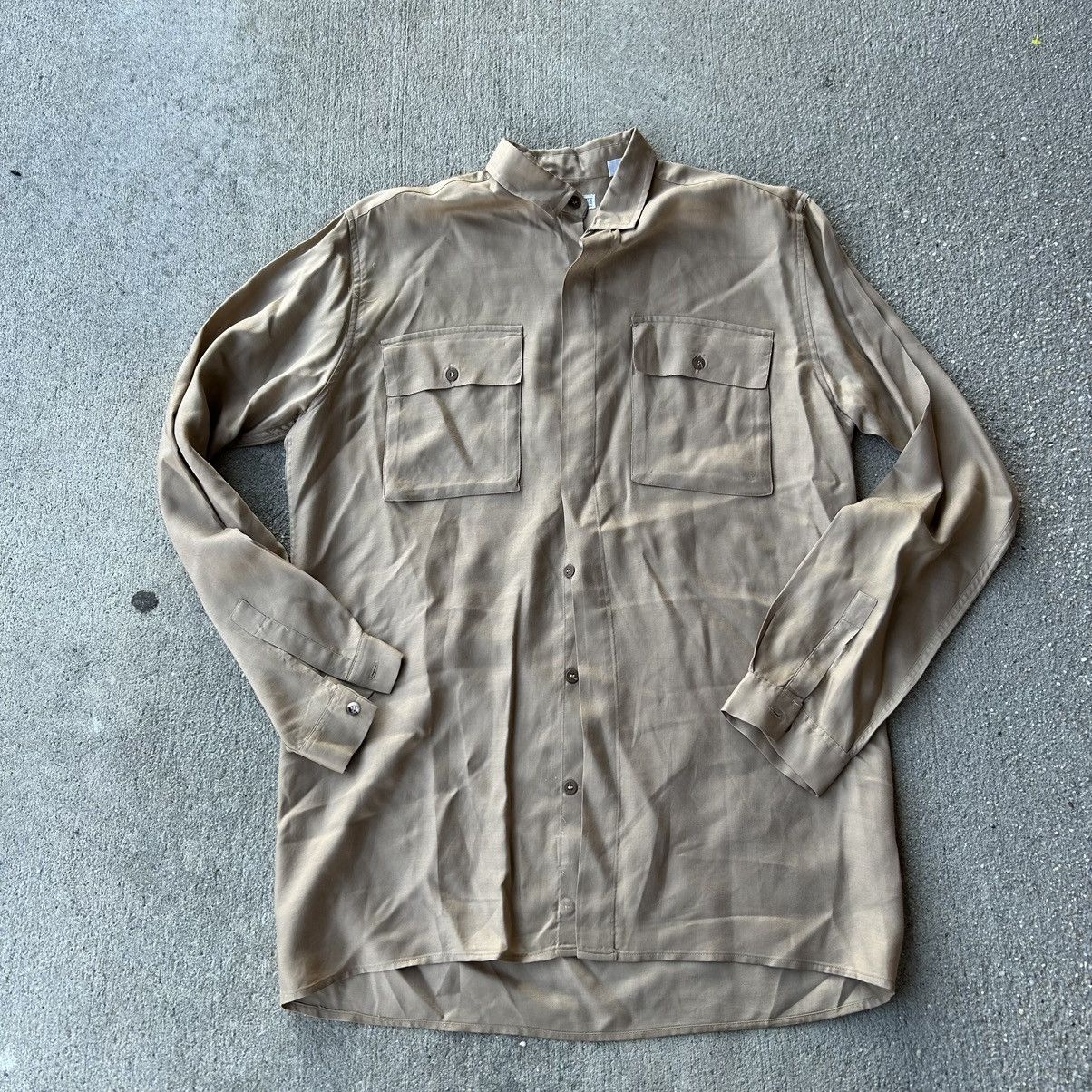 image of Vintage x YVES Saint Laurent 70's Saint Laurent, Button-Down Shirt in Tan, Men's (Size Medium)