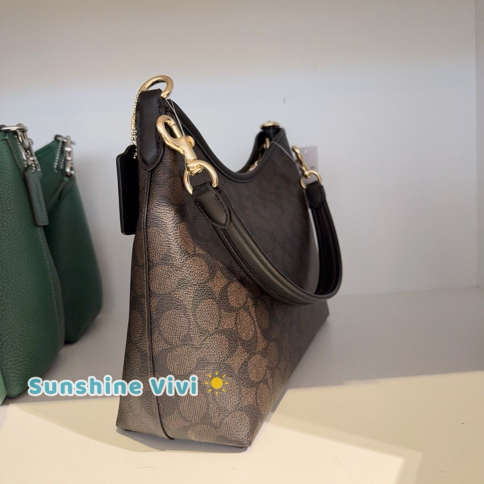 Coach NWT Coach Signature Laurel Bag CV975 Gold/Walnut/Black Size ONE SIZE - 3 Thumbnail