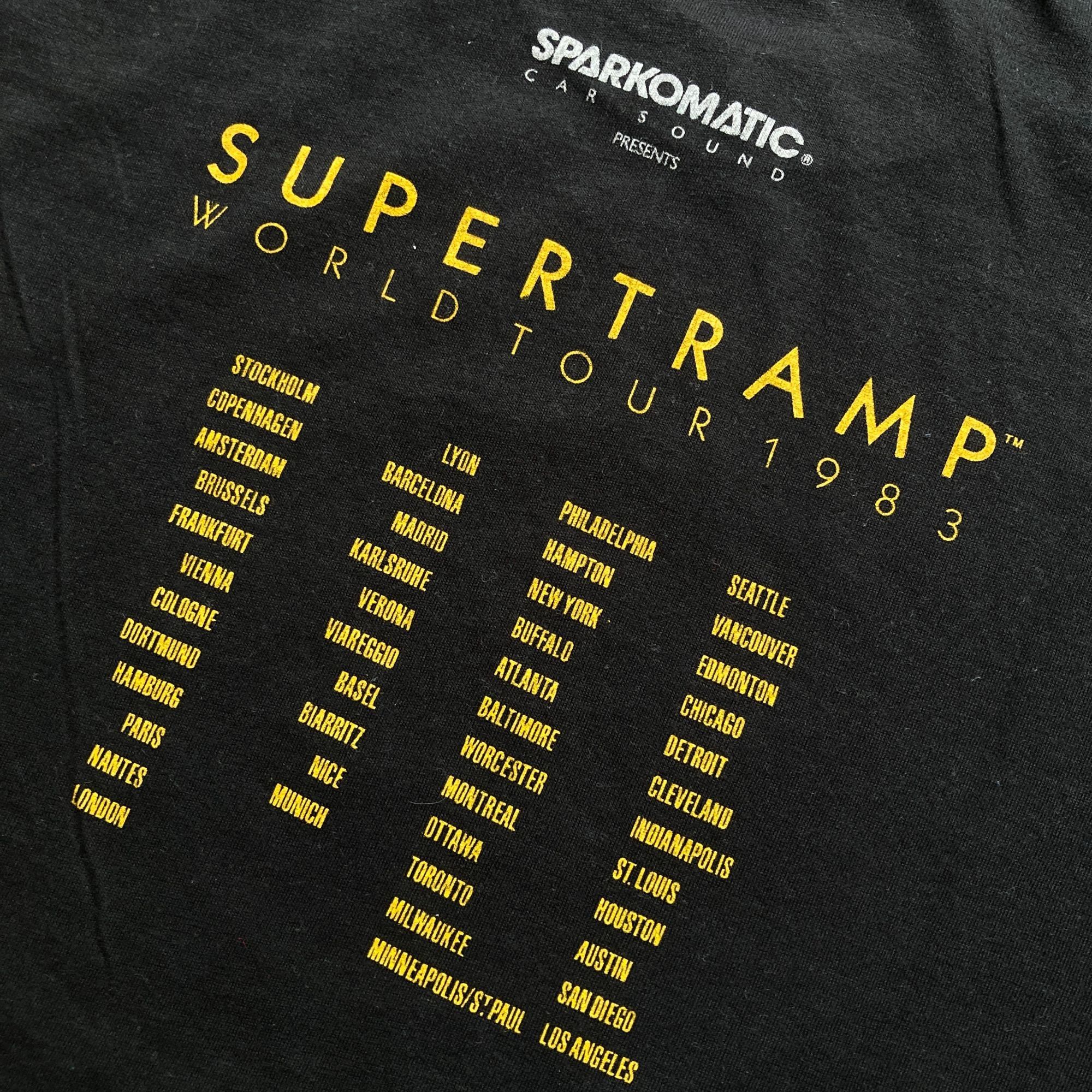 Fruit Of The Loom Supertramp World Tour 1983 Vintage Black T-Shirt Single Stit Size US L / EU 52-54 / 3 - 6 Thumbnail