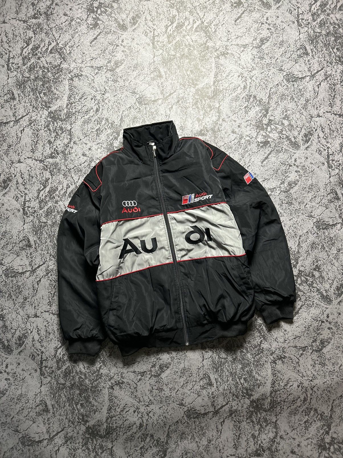 image of Vintage Racing Jacket Audi Big Logo Sport Black, Men's (Size XL)