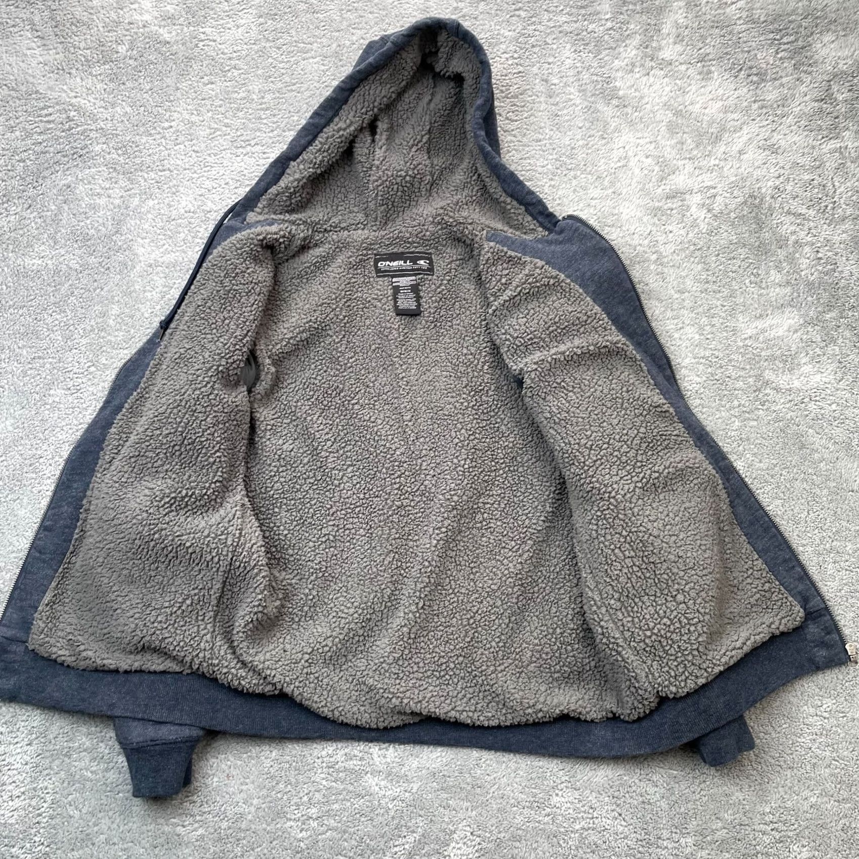 Vintage O'Neal Hoodie Men Medium Gray Blue Cotton Sherpa Lined Pockets Full Zip Insulated Size US M / EU 48-50 / 2 - 4 Thumbnail