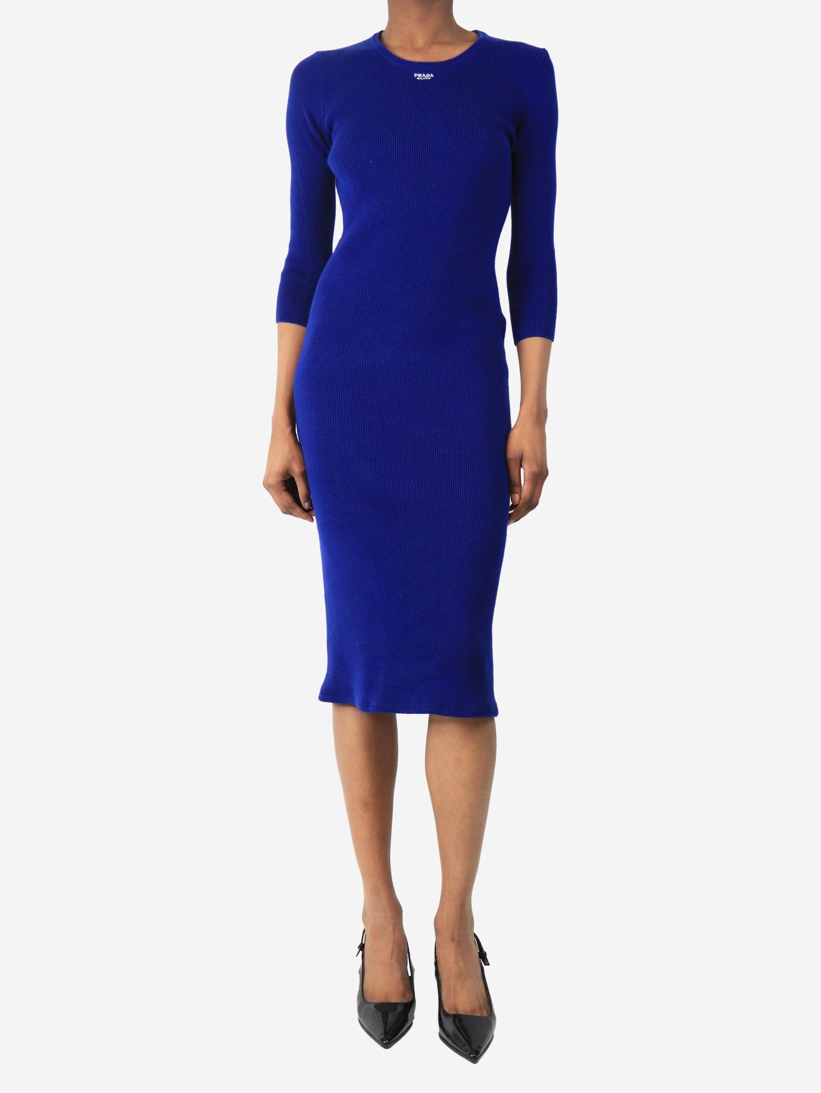Prada Royal blue rib-knit midi dress - UK 8 Size XS / US 0-2 / IT 36-38 - 1 Thumbnail