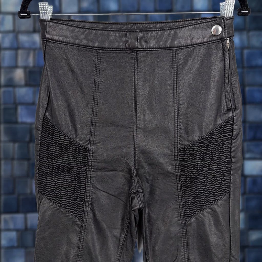 Free People Free People Pants Womens 4 Black Faux Leather Moto Biker Skinny Zip Hem Stretch Size 27" / US 4 / IT 40 - 1 Thumbnail
